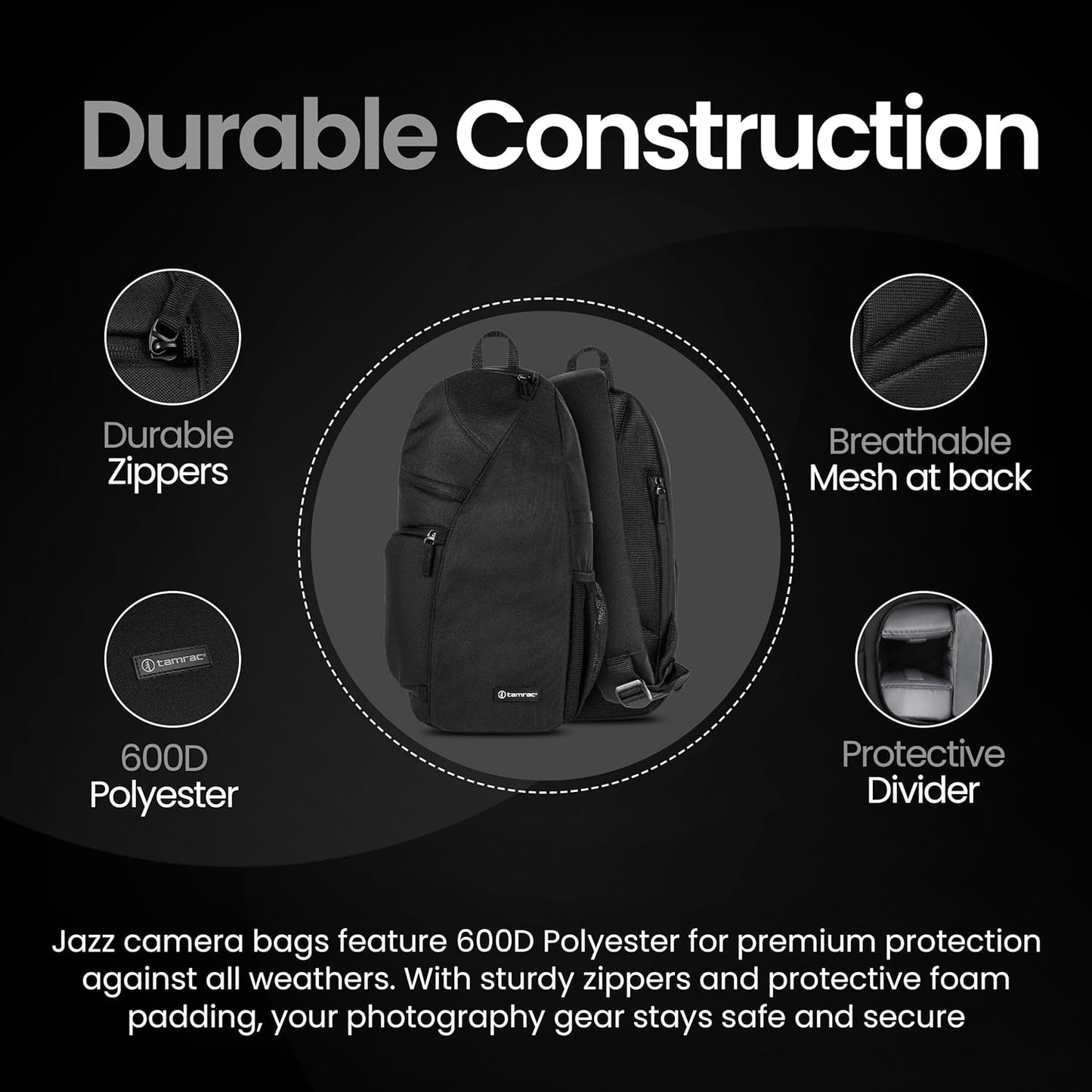 Tamrac Jazz 76 v2.0 Camera Sling Bag, Photography Backpack, Camera Case for Photography Accessories, Compact Camera Shoulder Bag for DSLR and Mirrorless Cameras, Crossbody Camera Bag – Black