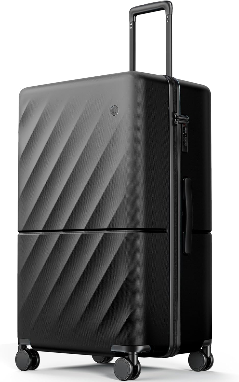 NINETYGO Trunk Luggage 29 Inch, Large Checked Luggage with Double Spinner Wheels, Anti-Burst Zipper, Hard Case PC Suitcase, Lightweight Travel Luggage, TSA Approved (Onyx Black, Hudson)