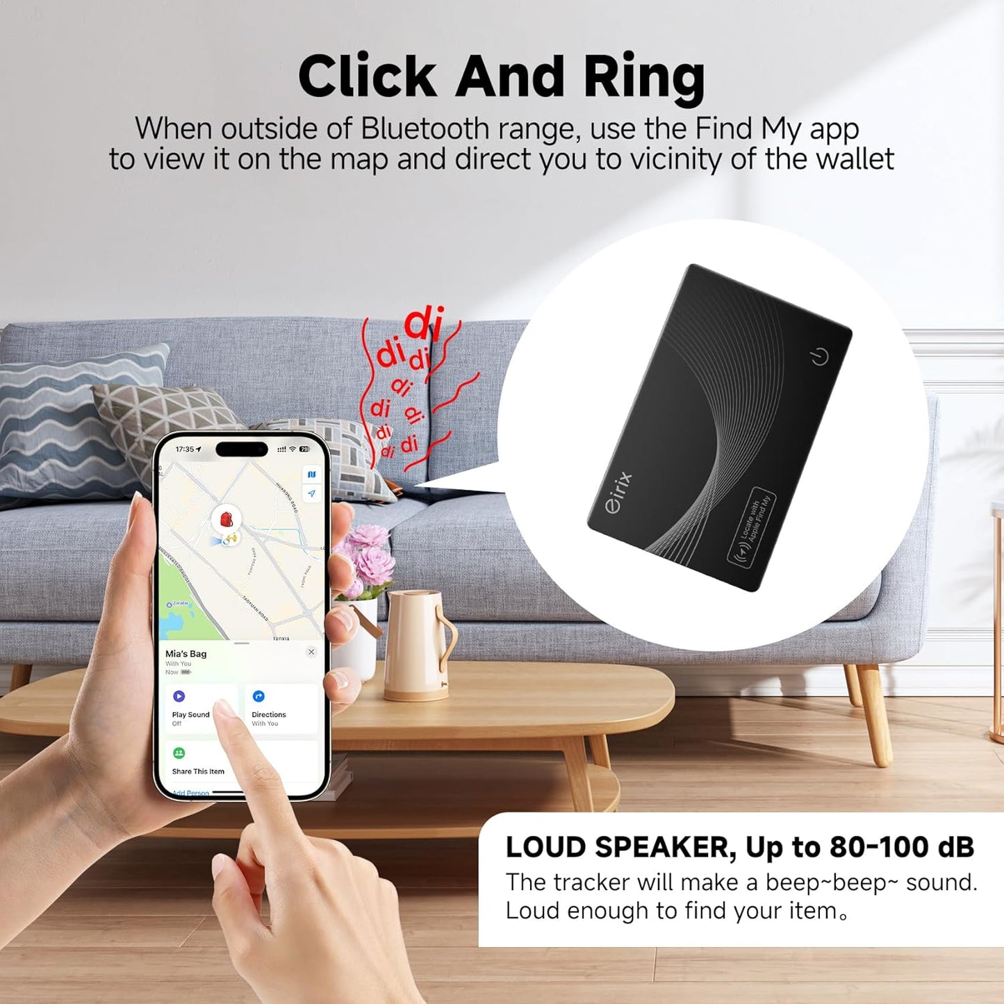 2025[Apple MFi Certified] Air Smart Tags Wallet Tracker Card Work with Apple Find My (iOS Only), Rechargeable Tag GPS Tracker Item Locator Thin Finder for Wallet, Keys, Luggage, Bags (Black 1 Pack)