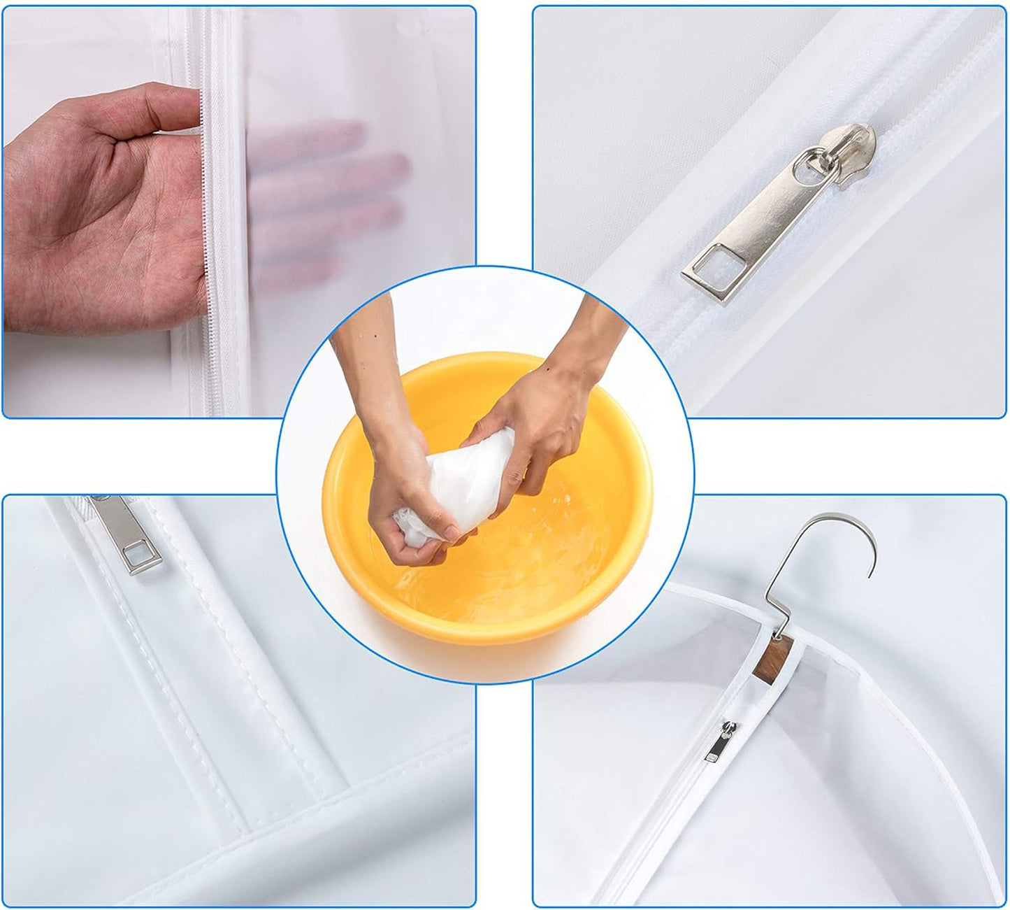 Garment Bags for Hanging Clothes, Clear Plastic Closet Storage Covers with Cedar Balls, 24" x 43"/54”, 6 Pack