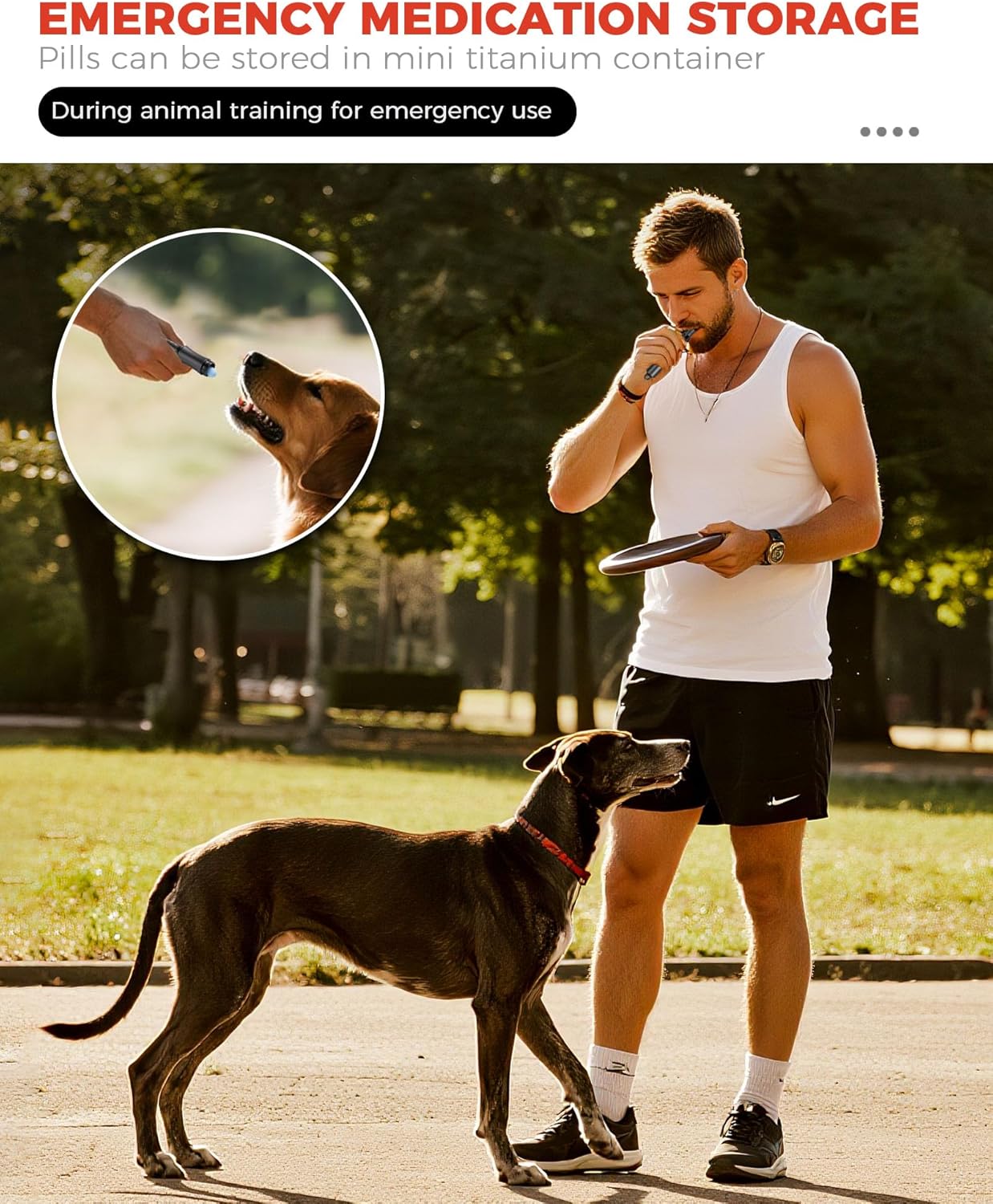 3-in-1 Fire Starter Survival Tool -Titanium Emergency Whistle, Kerosene Lighter & Mini Pill Holder, IPX8 Water-Resistant, Dust-Resistant, Compact for Hiking, Camping, Rescue(Fuel not Included)