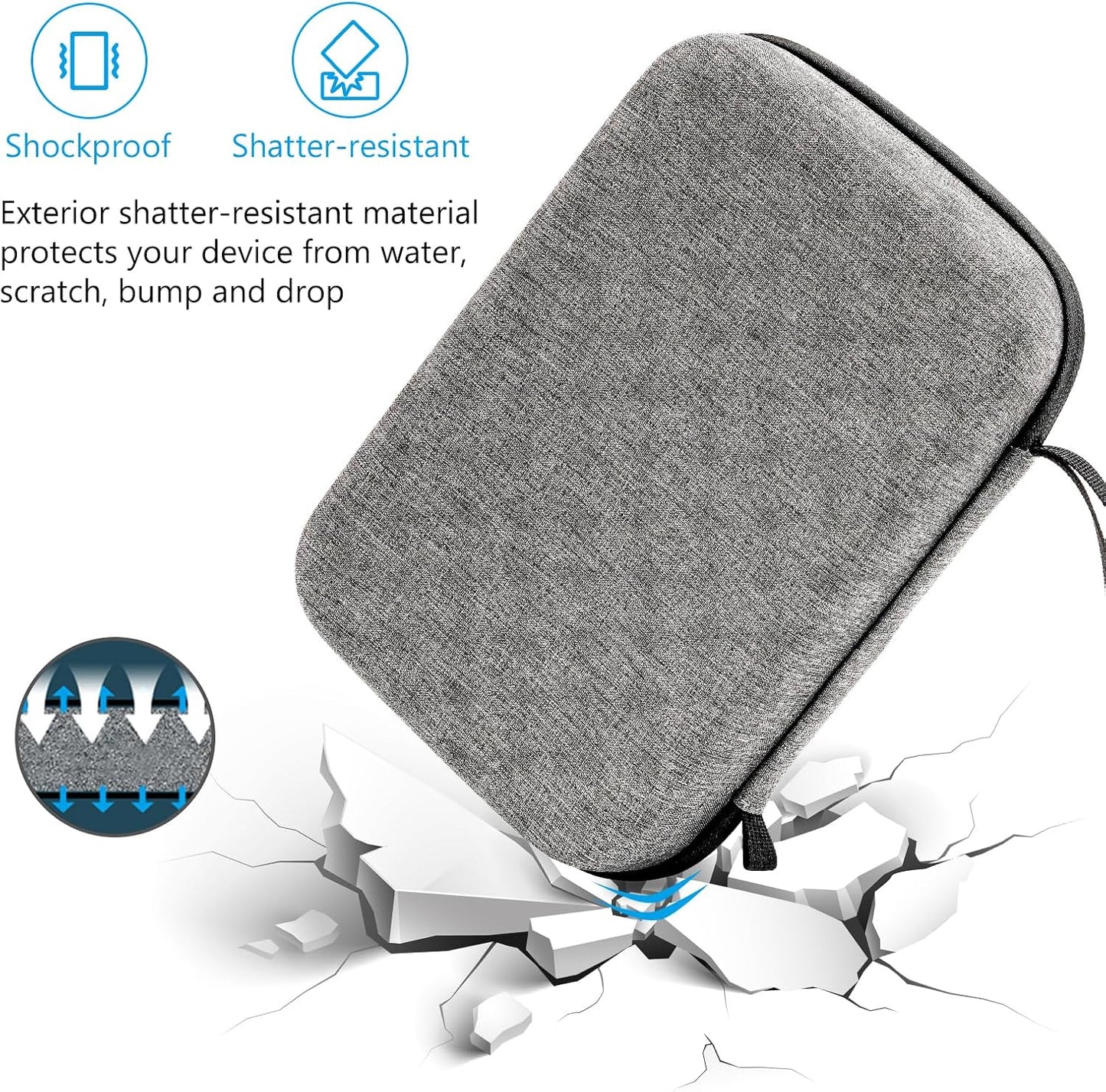 ProCase Hard Travel Electronic Organizer Case for MacBook Power Adapter Chargers Cables Power Bank Apple Magic Mouse Apple Pencil USB Flash Disk SD Card Small Portable Accessories Bag