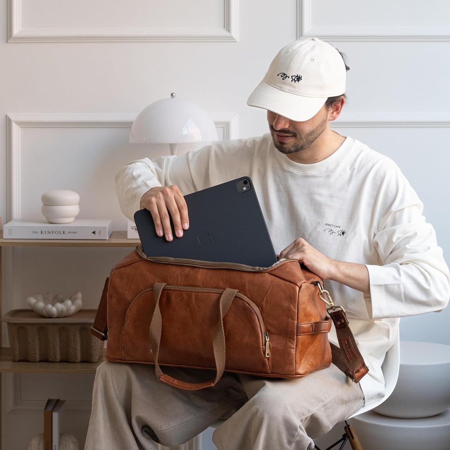 Berliner Bags Vintage Genuine Leather Duffle Denver M for Travel or the Gym, Weekender Bag, Overnight Bag for Men and Women - Brown