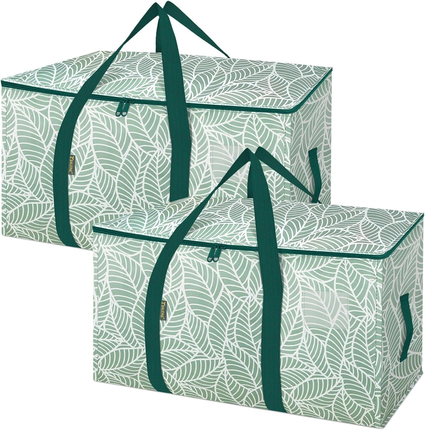 BALEINE 2-Pack Oversized Moving Bags with Reinforced Handles, Heavy-Duty Storage Tote for Clothes, Moving Supplies (Antique Folidage, 2-Pack)