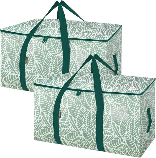 BALEINE 2-Pack Oversized Moving Bags with Reinforced Handles, Heavy-Duty Storage Tote for Clothes, Moving Supplies (Antique Folidage, 2-Pack)