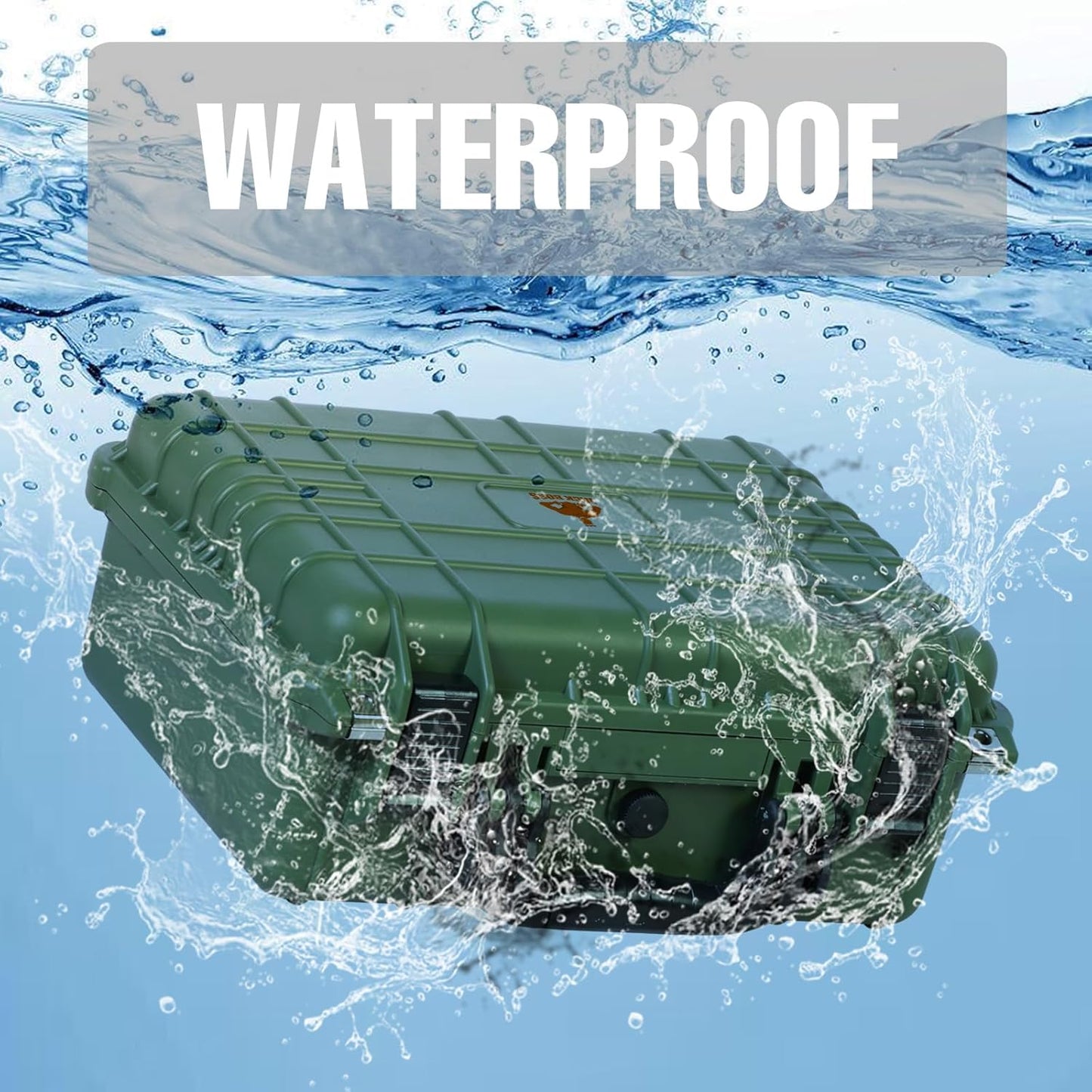 16x 12.8x 6.8 Inch Hard Case, Portable Weather Waterproof Protective Camera Case with Customizable Foam, Fit Use of Drones, Camera, Equipments, Green