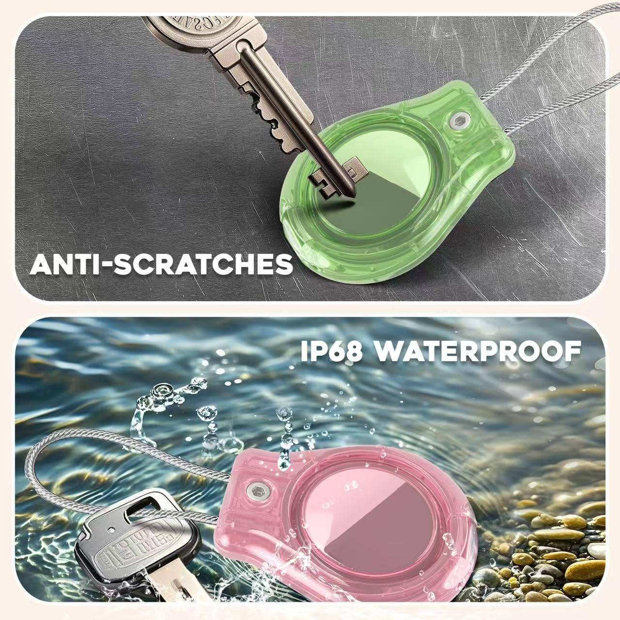 4 Pack Protect Case Compatible with Apple AirTag, Secure GPS Tracker Holder Waterproof with Wire Cable Shockproof & Anti-Theif Suitable for Keychain, Keys, Luggage, Bags and Kids Luggage (4 Pack)