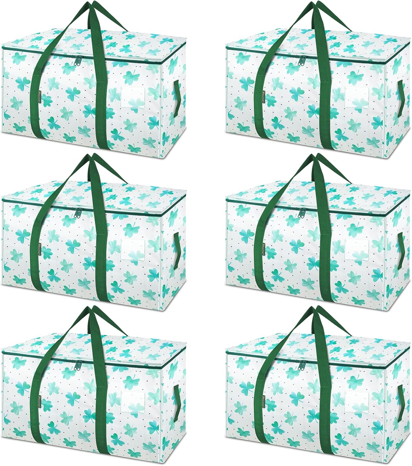 BALEINE 6-Pack Oversized Moving Bags with Reinforced Handles, Heavy-Duty Storage Tote for Clothes, Moving Supplies (Clover, 6-Pack)