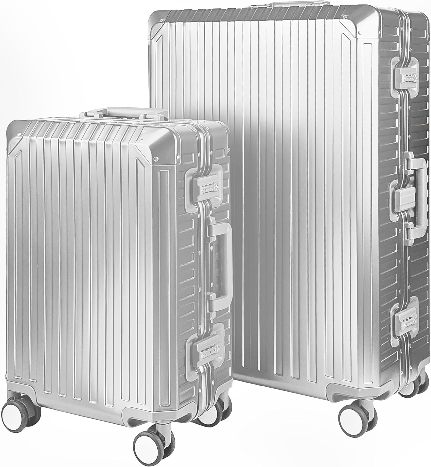 X2 All Aluminum Luggage Suitcase 3 Sizes (20",26",29") TSA Lock Carry On Silver (Double Set 20" & 29")