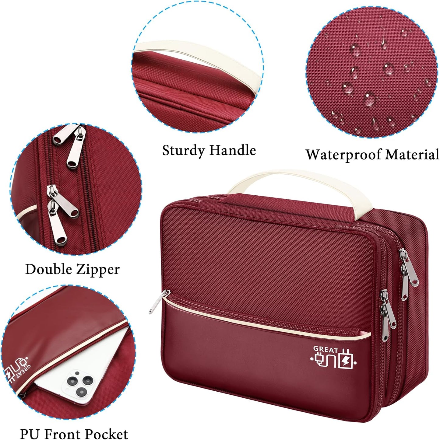 Electronic Organizer Travel Case, Travel Cord Organizer Case Portable Waterproof Cable Organizer Bag for Charger, Cord, USB, Power Bank, Earphone