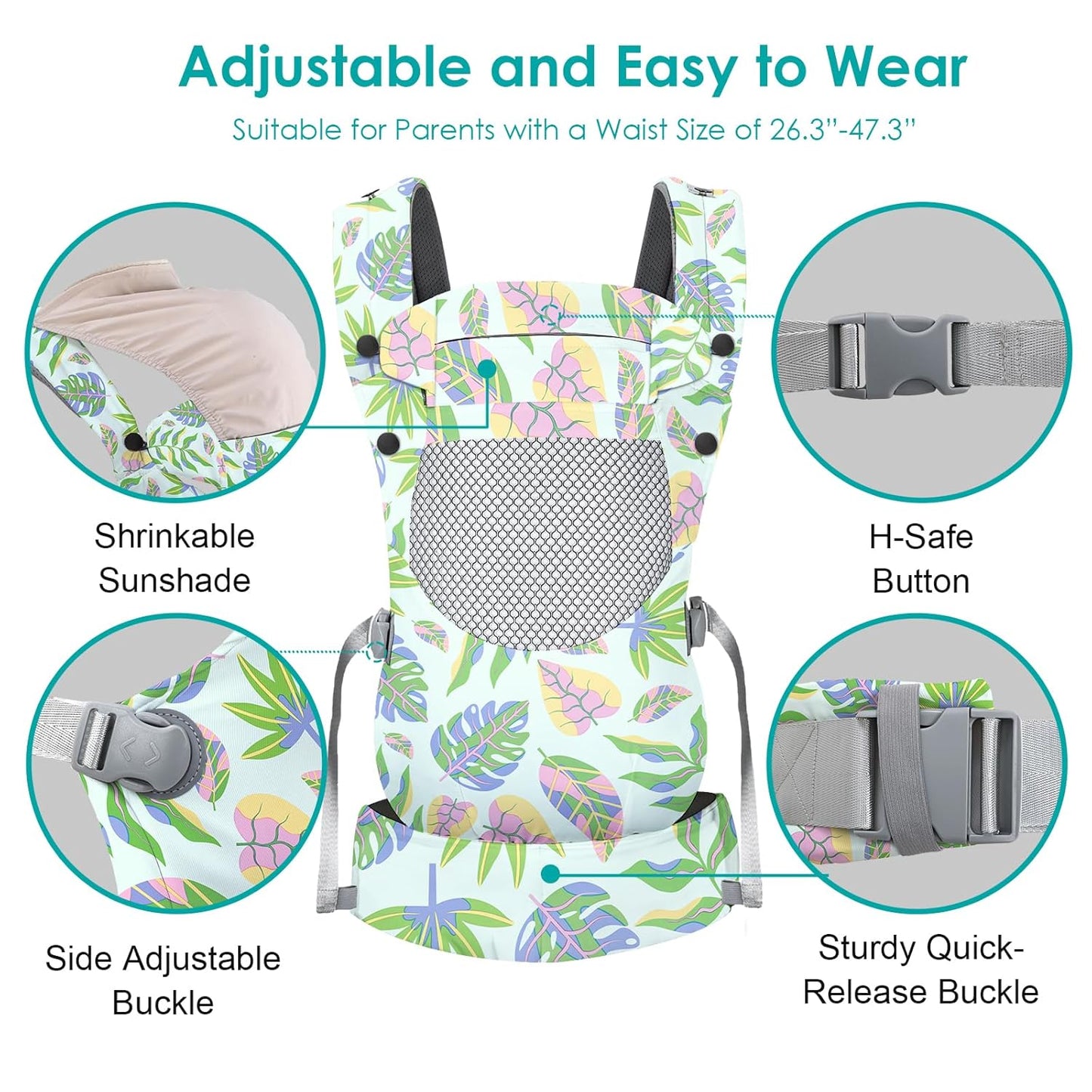 Newborn Baby Front Carrier Backpack, Toddler Baby Body Carrier, 7-66 Lbs Ergonomic Design, Lumbar Support, Lightweight