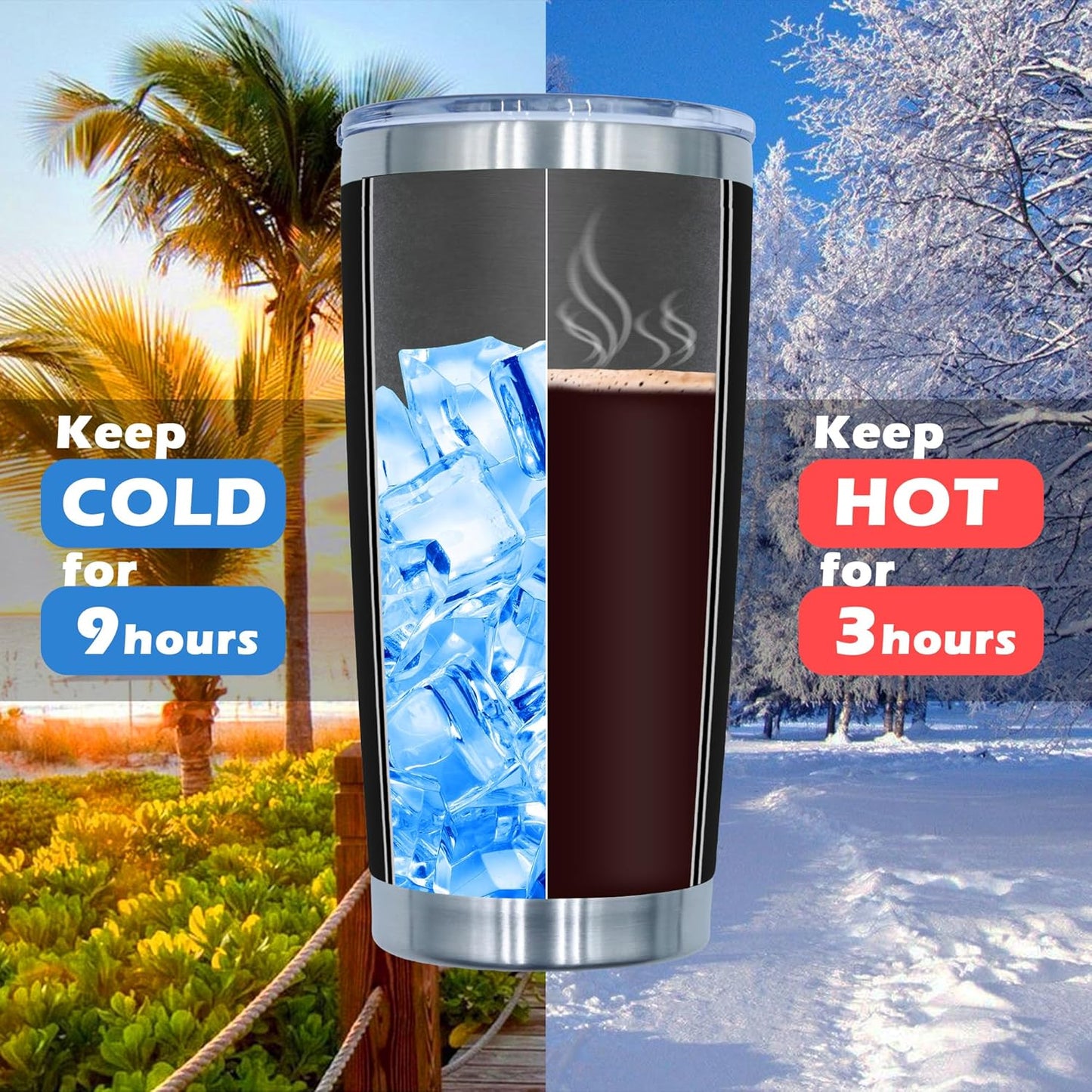 20oz Tumbler Bulk Stainless Steel Tumblers with Lid Vacuum Insulated Double Wall Travel Coffee Mug Powder Coated Tumbler Cup for Hot and Cold Drinks(Black, 1 pack)