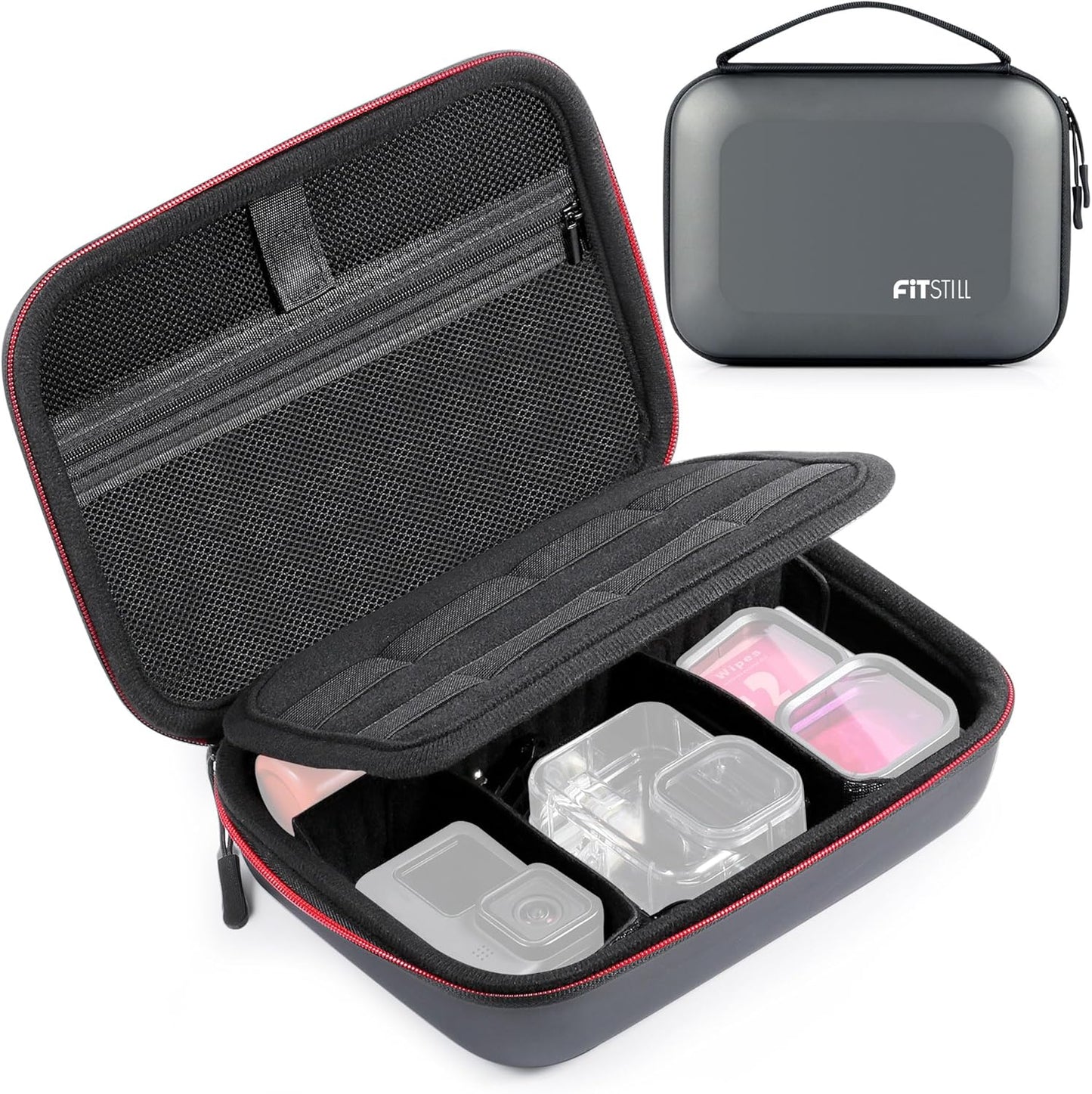 FitStill Carrying Protective Hard Shell Travel Storage Case Compatible with Go Pro Hero 13/12/11/10/9/8/7/6/5,Max, insta 360 X5 X4 X3 ONEX2,AcePro2/AcePro,DJI Action 5 Pro/4/3/2 Camera Accessories Kit