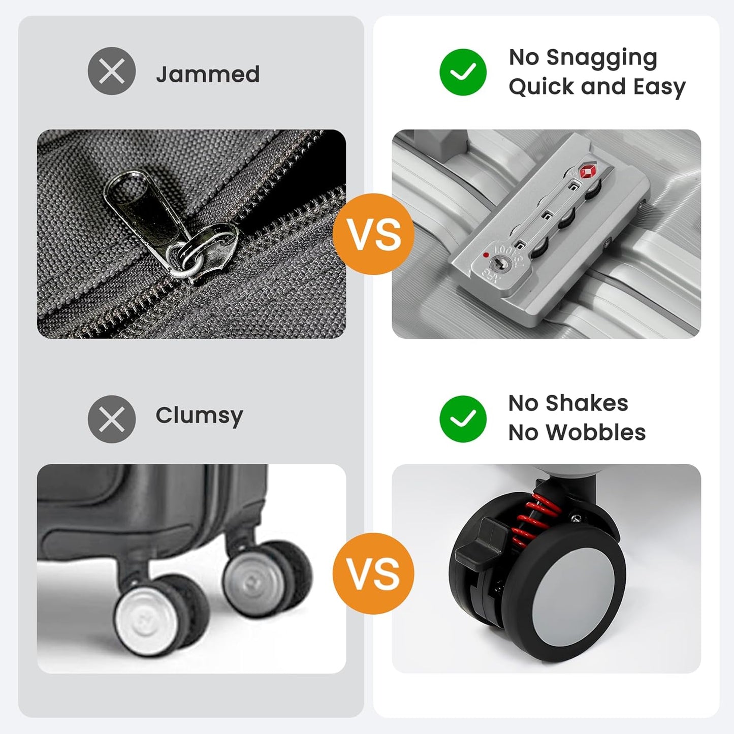 24 Inch Luggage With Spinner Wheels, Aluminum Frame Zipperless Suitcase, PC Lightweight Hard Shell with TSA Lock, Checked Medium Suitcase 24-Inch (Silver)