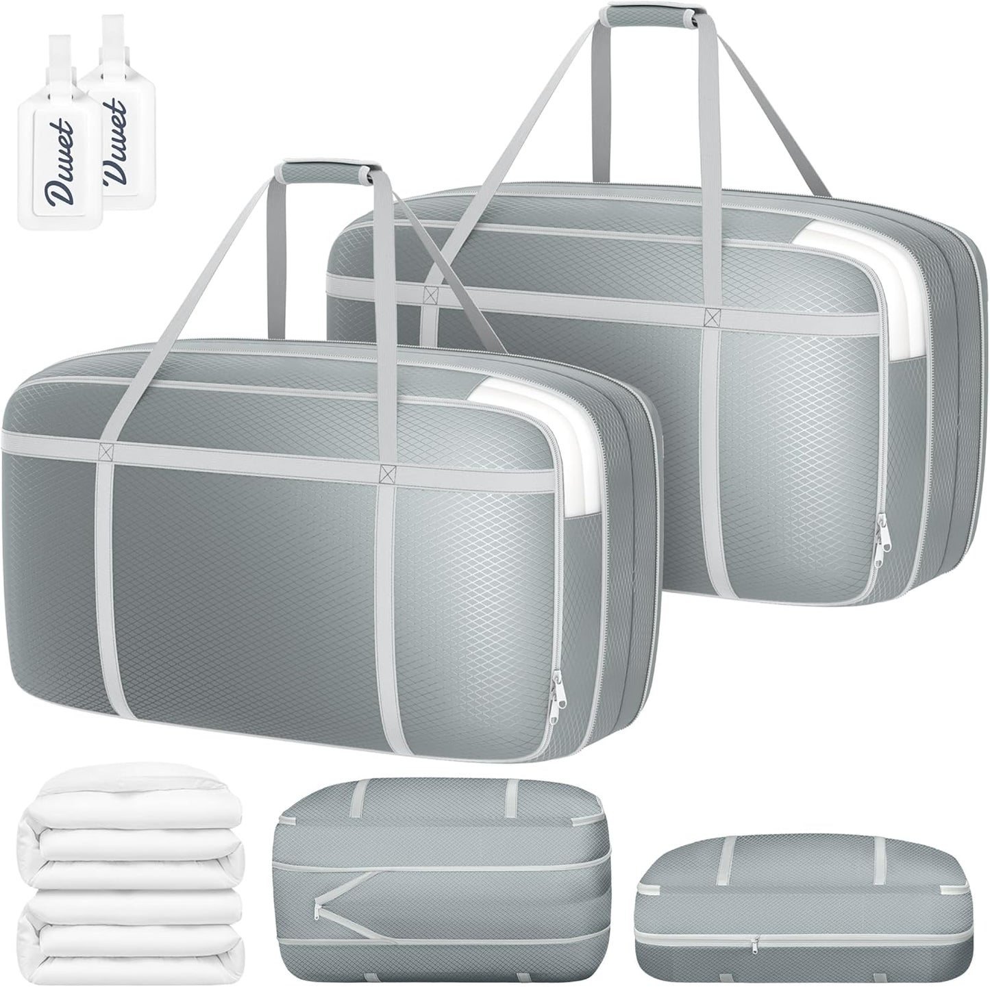 DIMJ Compression Moving Bags - Extra Large Heavy Duty Comforter Storage Bag with Window, Packing Totes With Strong Handles & Zipper, Space Saving Box Containers For Blanket, Clothes, Bedding, 2 Pack