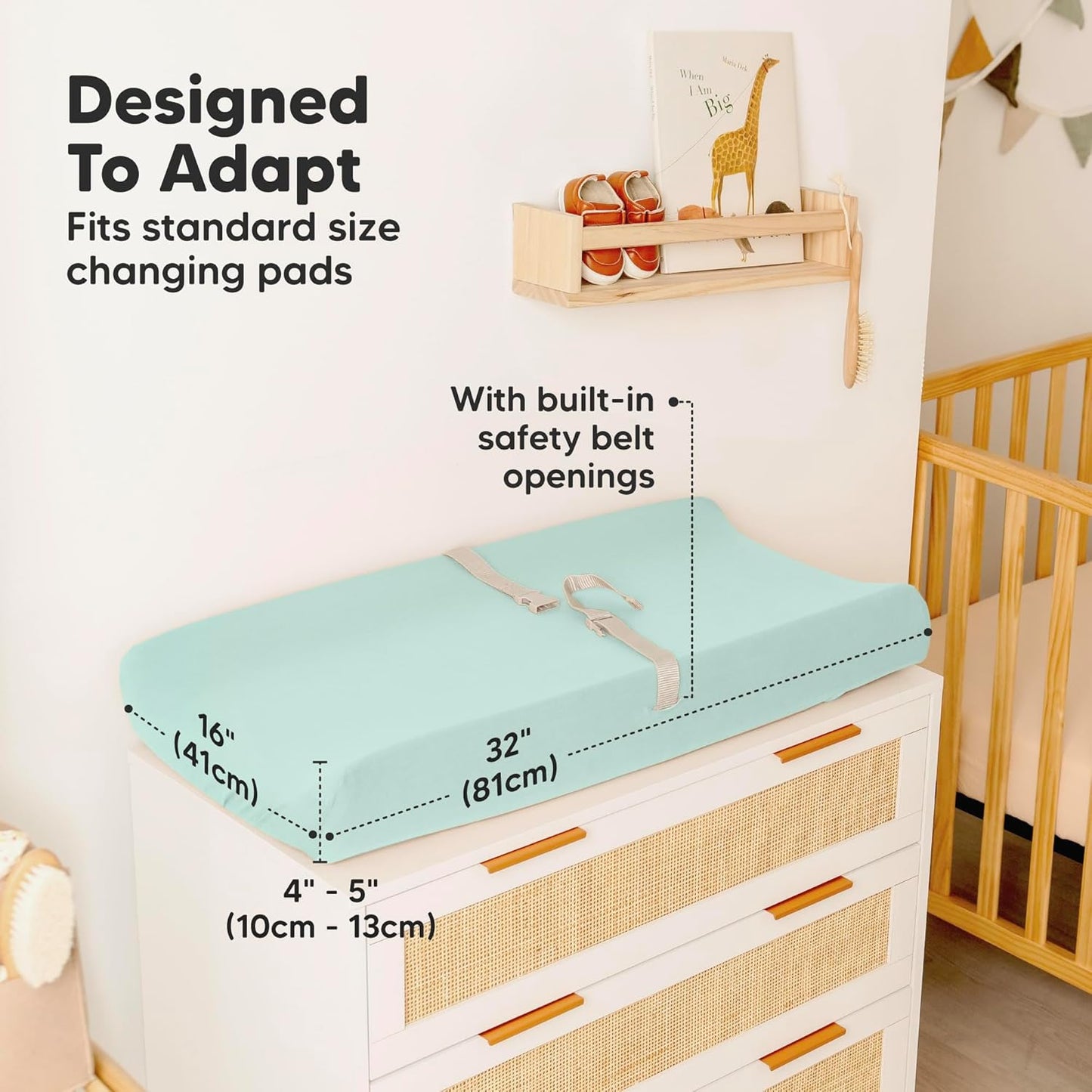 2-Pack Baby Changing Pad Covers for Girl, Boy, Neutral - Soft Viscose Derived from Bamboo Changing Table Pad Cover Sheets, Baby Nursery Diaper Changing Pad Cover, Contour Changing Pad Liner (Pastel)