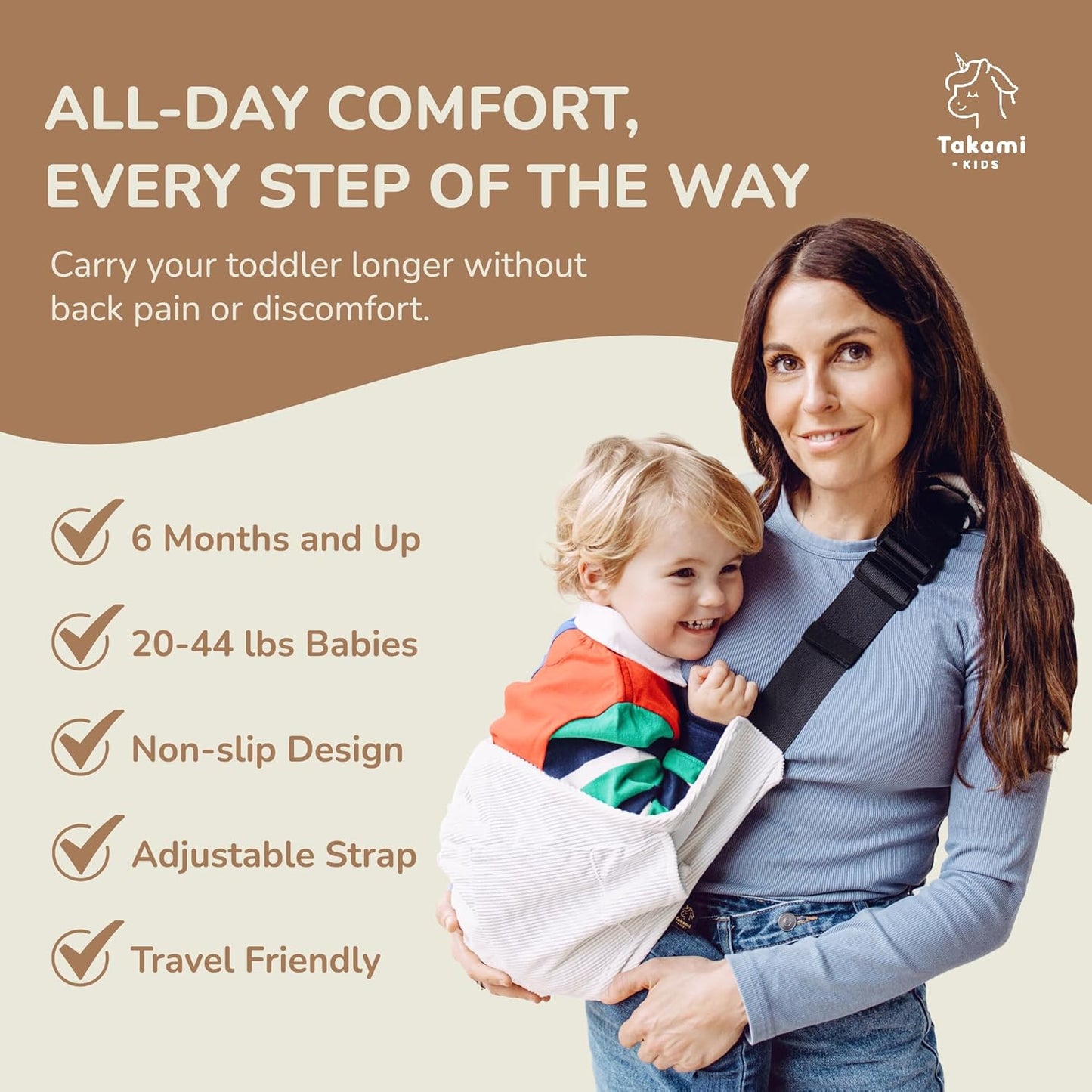 Ergonomic Lightweight Adjustable Toddler Sling Baby Carrier with Zipper Pockets Shoulder Padding Anti Slip Support for Travel Loving Dads and First Time Moms from 9 Months to 4 Years