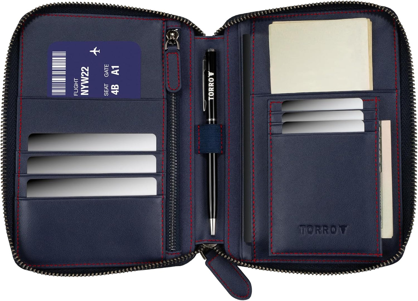 TORRO Travel Wallet – Genuine Leather Travel Organiser with Passport Holder and Detachable Cardholder