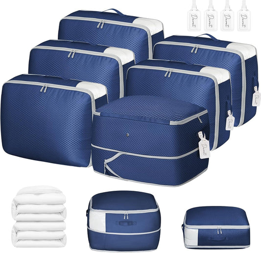 DIMJ Comforter Storage Bag 6 Pack - Blanket Storage Organizer Compression Bags, Large Capacity Ultra Space Saving Self Compression Organize for Bedding, Pillow, Duvet, Sheet Storage with Zipper Window