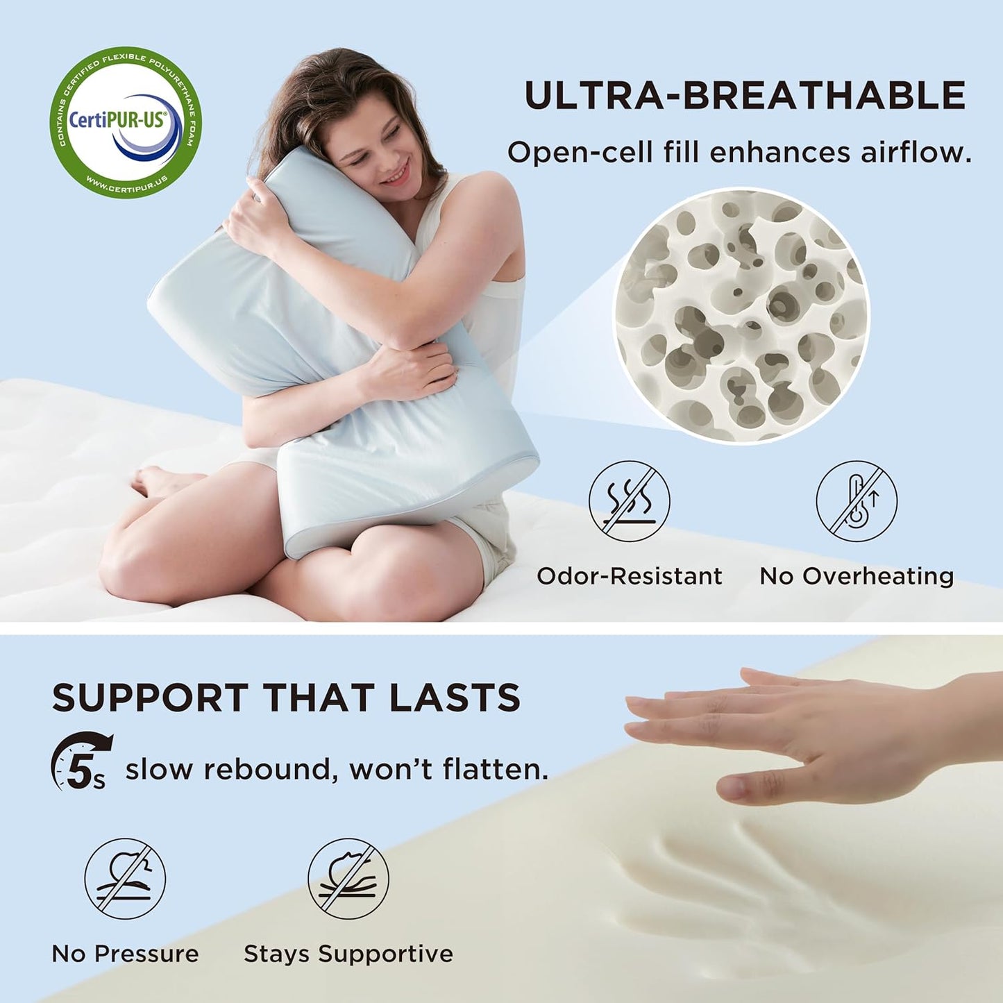 Bedsure Cervical Neck Pillow for Sleeping, Memory Foam with Cool-Touch Ice Pillowcases, Ergonomic Contour Pain Relief, Orthopedic Pillow for Neck Support for Side, Back, Stomach Sleepers ﻿