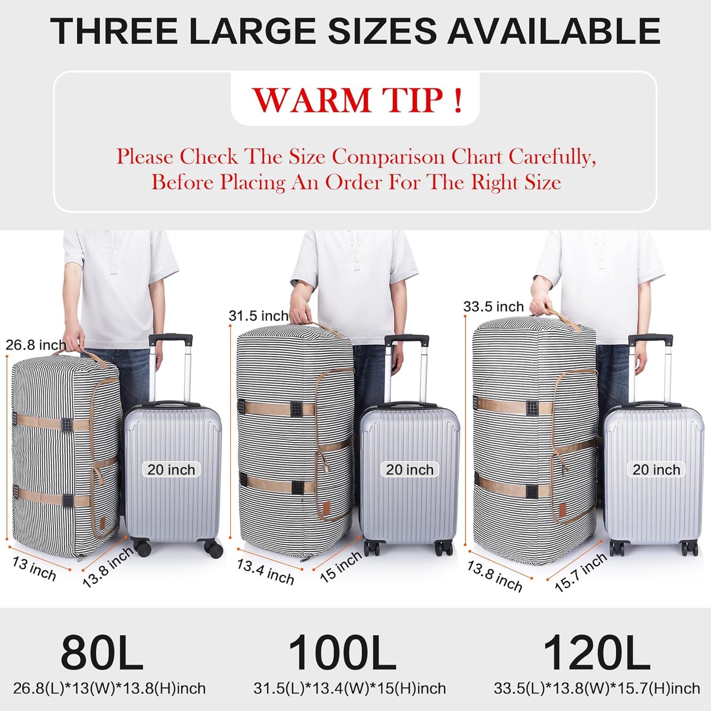 120L Duffle Bag for Travel, Large Foldable Waterproof Travel Duffel Bags Weekender Overnight Bag for Men and Women with Shoe Compartment (Stripe)