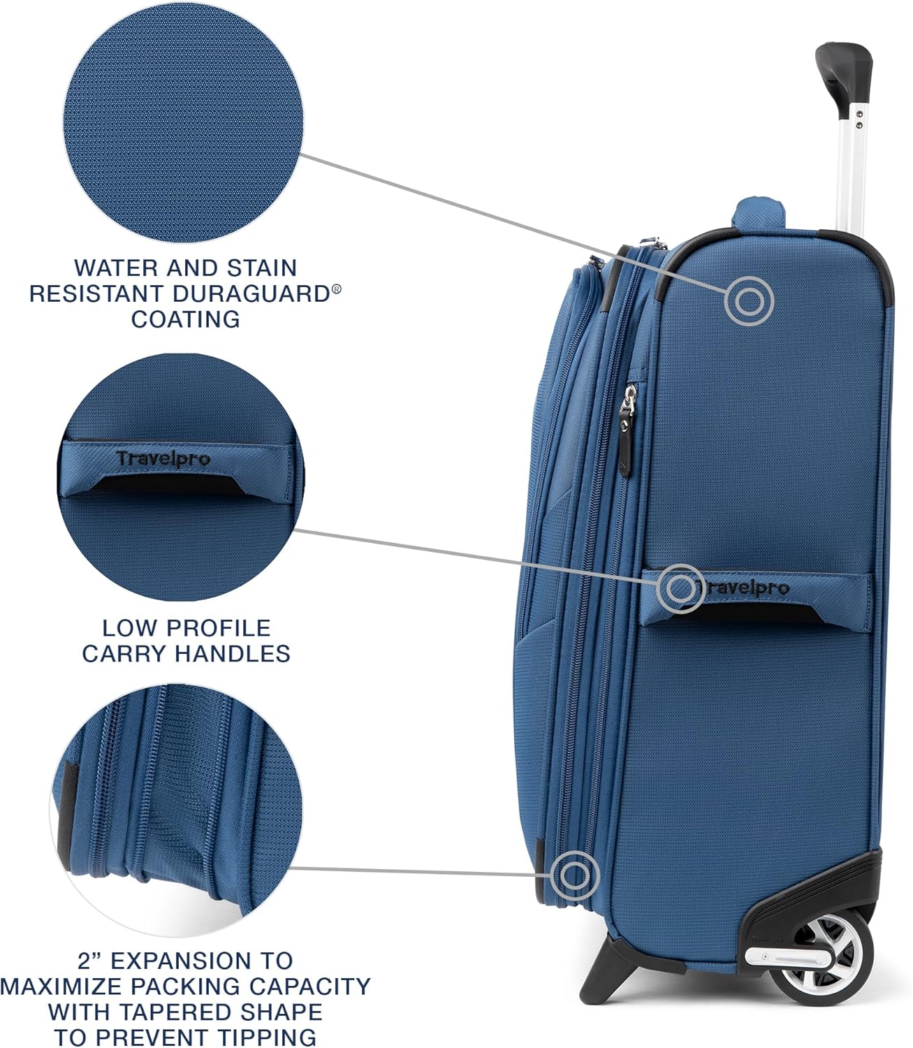 Travelpro Maxlite 5 Softside Expandable Upright 2 Wheel Carry-on Luggage, Lightweight, 20-Inch — Ensign Blue