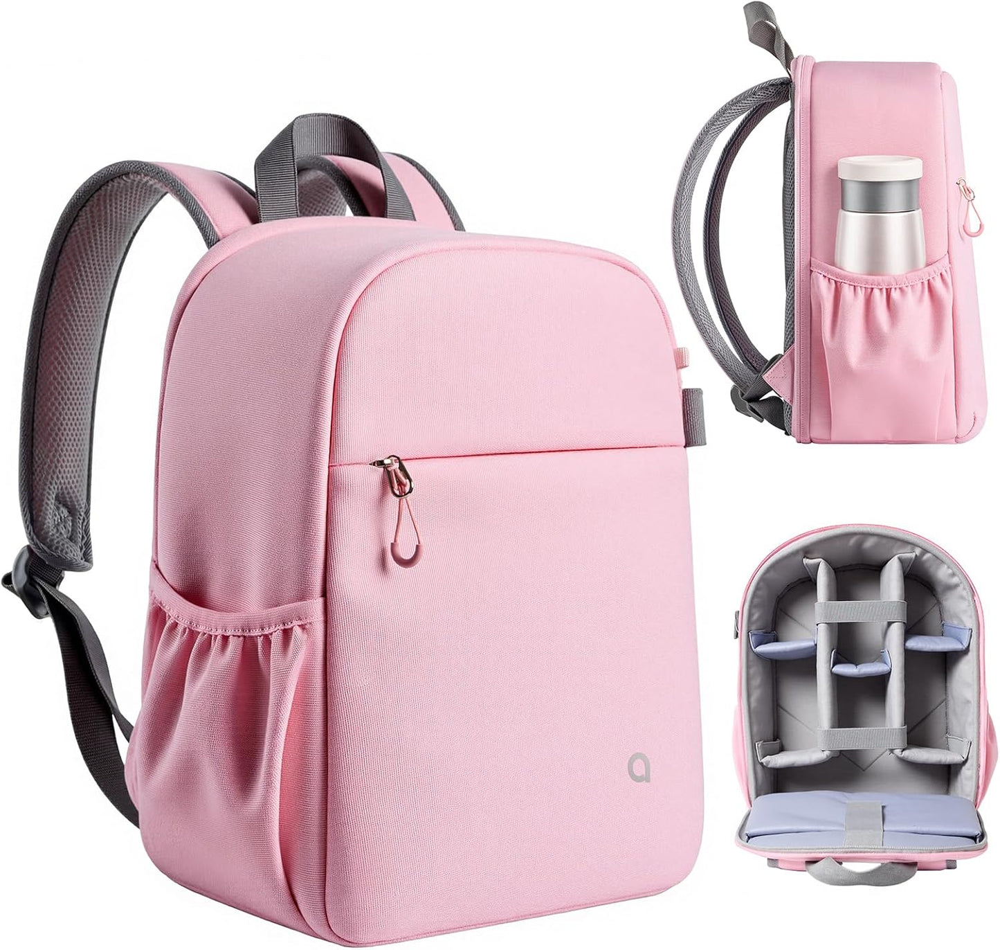 llano Compact Camera Backpack for DSLR/SLR/Mirrorless,Photography Bag with Laptop Slot (for 14" MacBook) & Tripod Holder, Ideal for Travel & Outdoor (for Canon, Nikon, Sony), Small, Pink,10L Capacity