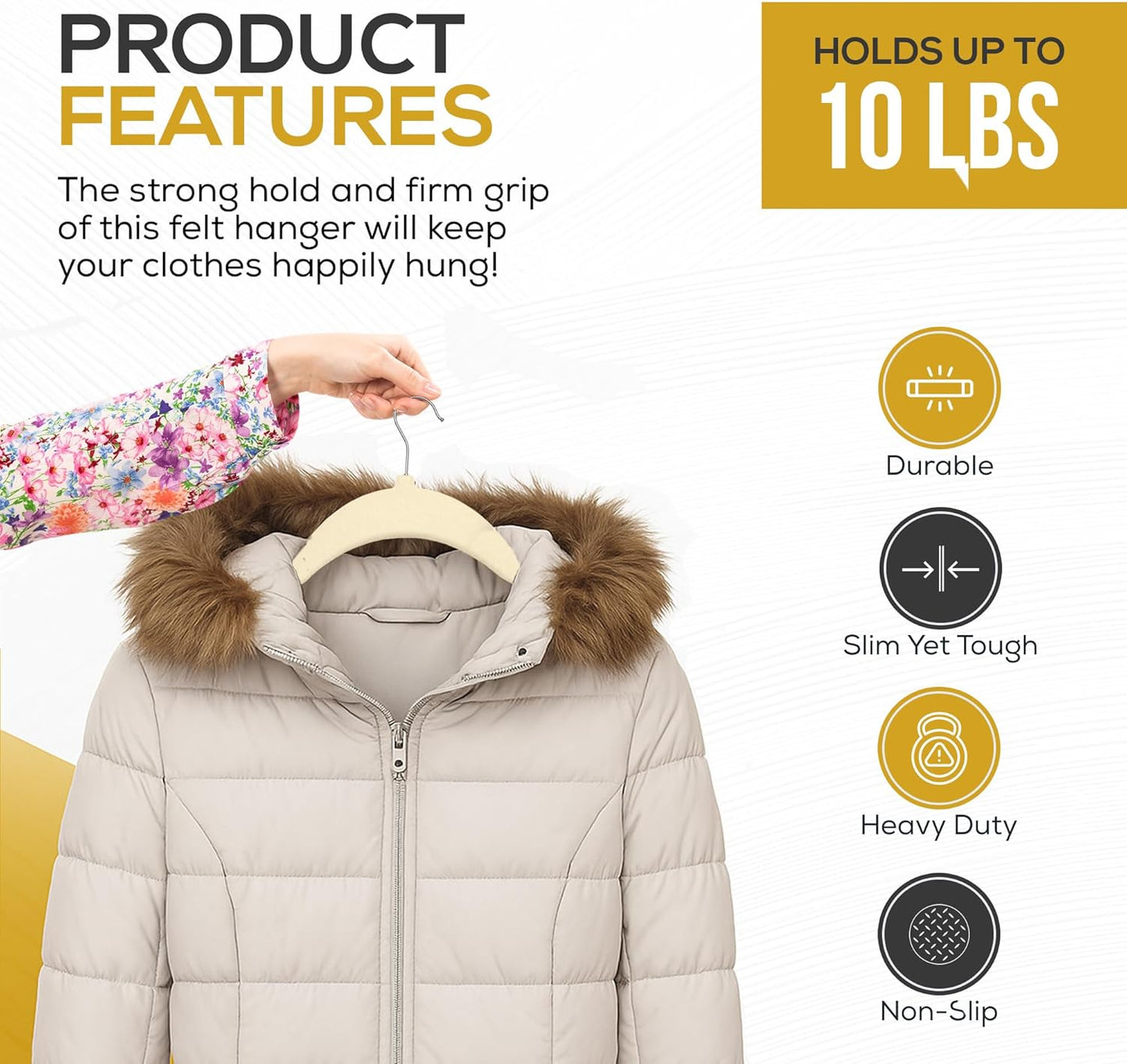 Premium Ivory Velvet Hangers 30 Pack – Space Saving Felt Hanger, Non Slip Clothes Hangers for Closet, Heavy Duty Hanger for Coats, Shirts & Pants, 360° Swivel Hook, Hold Up to 10lbs