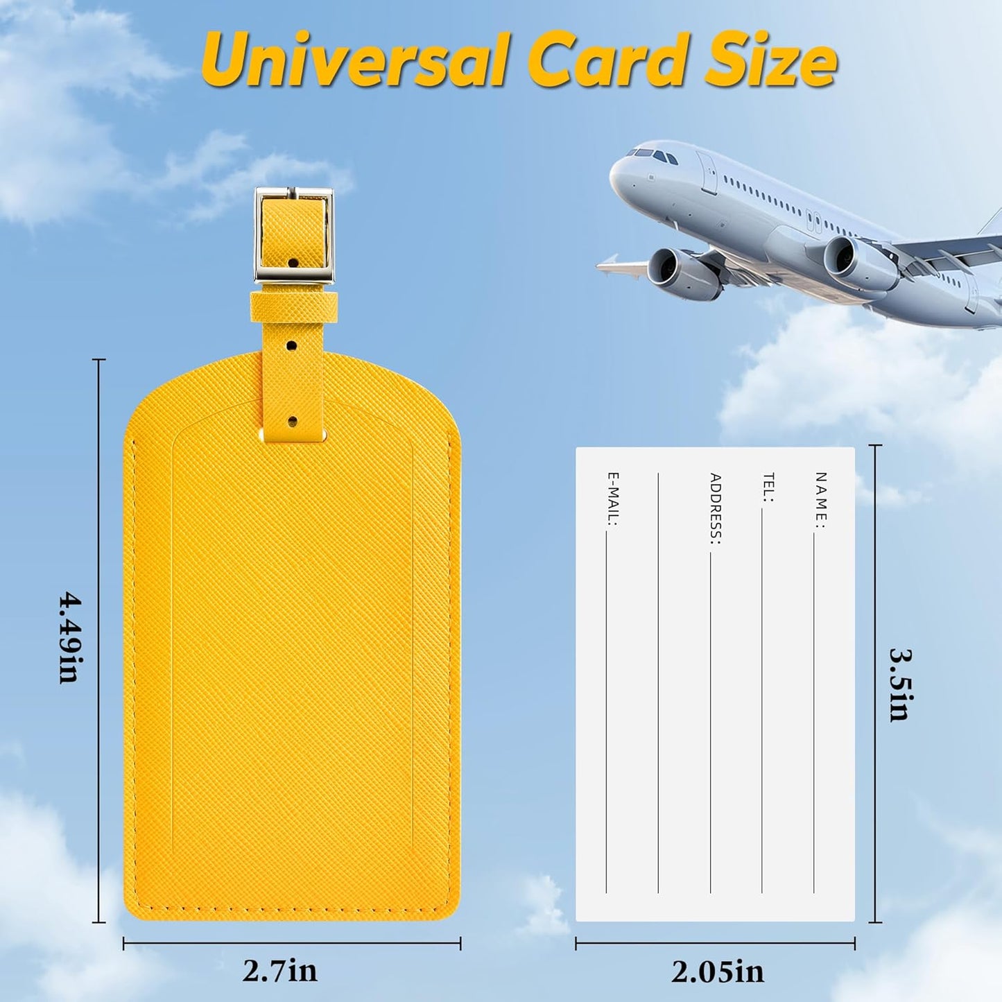 3 Pack Luggage Tags for Suitcases, TSA Approved Bag Tags, Baggage Tags with Privacy Protection, Travel Essentials Luggage Accessories, Energetic Yellow