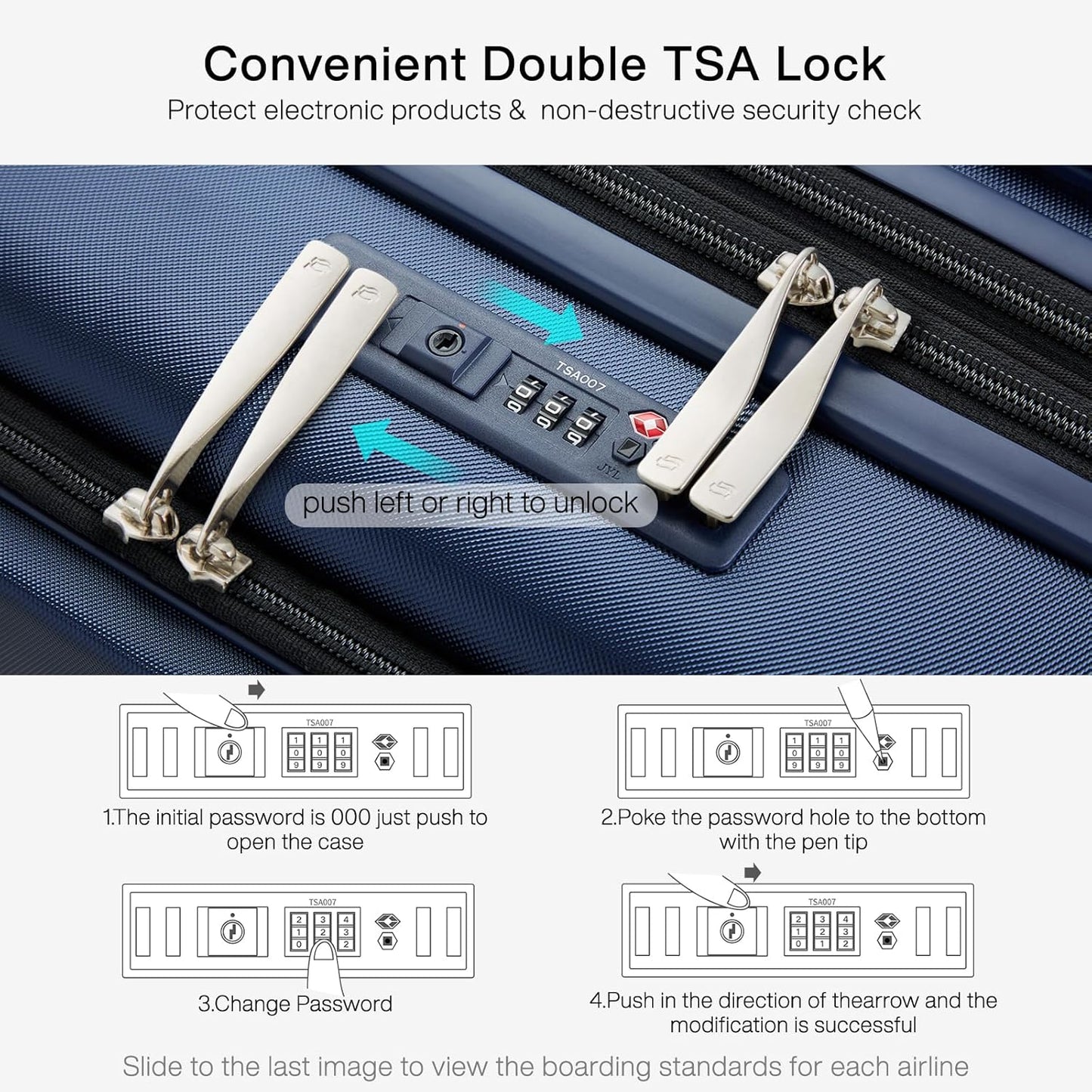 Hanke Grace Expandable Carry On Luggage with Wheels Airline Approved Hard Shell Suitcases with Front Pocket，Top Opening Luggage with TSA Lock for Short Business Travel, Dark Blue.