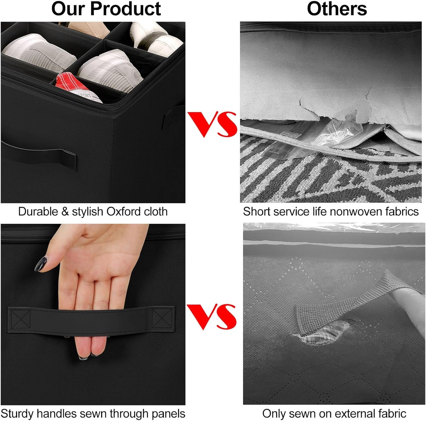 Shoe Organizer for Closet, Foldable Shoe Box with Adjustable Dividers and Clear Cover, Space Saving Shoe Storage Organizer Cabinet with Reinforced Handles, Fits 20 Pairs, Black, TP10B