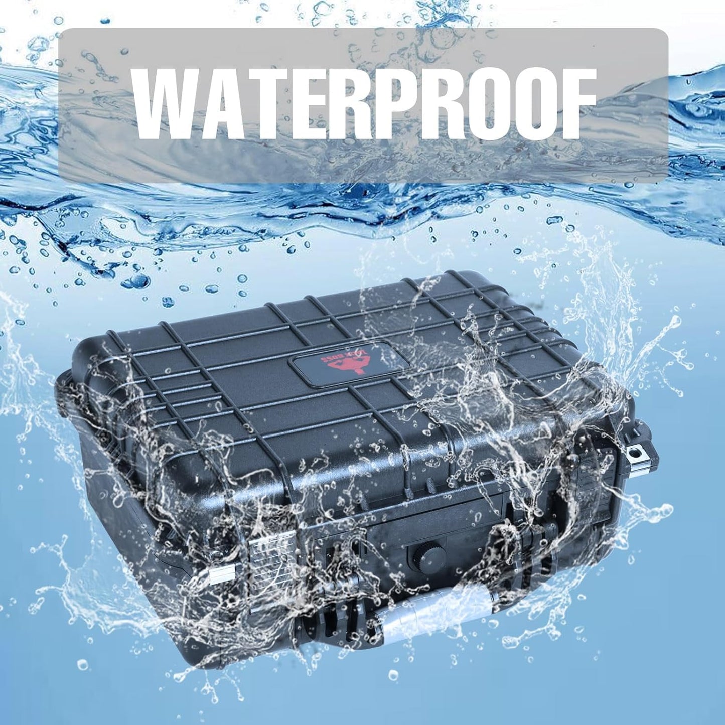 16x 12.8x 6.8 Inch Hard Case, Portable Weather Waterproof Protective Camera Case with Customizable Foam, Fit Use of Drones, Camera, Equipments, Black