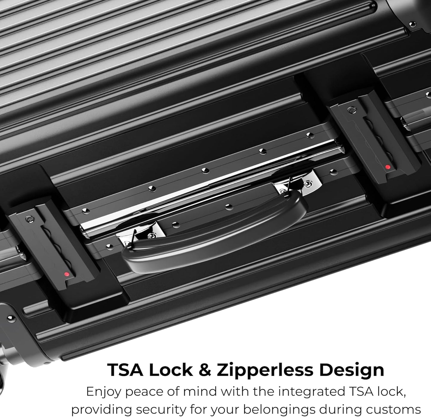 KARGO 20 Inch Carry-On Luggage - Polycarbonate Hard Shell Suitcase with Aluminum Corners, Smooth-Rolling Wheels, Leather Handle, Aluminum Frame Luggage, Zipperless TSA Lock (Black, 20 Inch Carry-On)