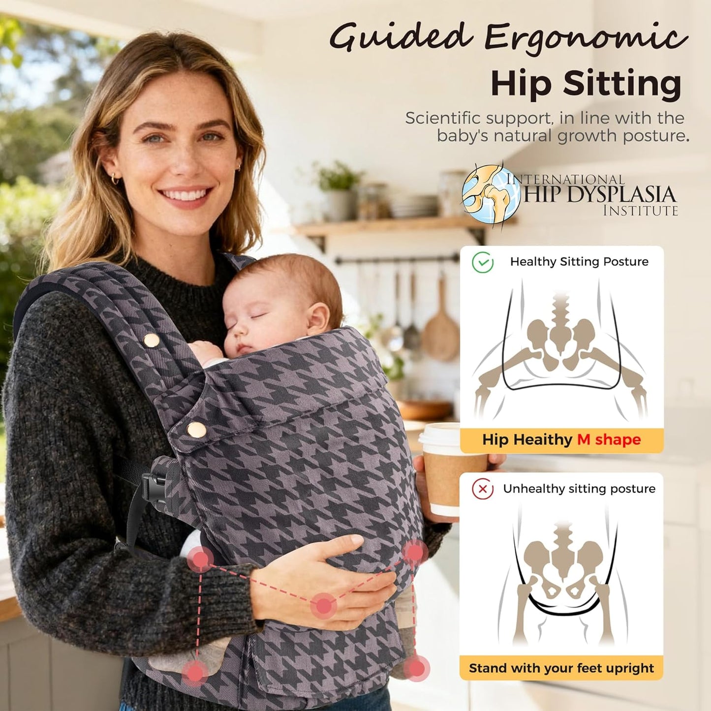 Baby Carrier Newborn to Toddler- Ergonomic,Cozy and Lightweight Infant Carrier for 7-40lbs,3 Carry Positions Newborn Carrier,Gray