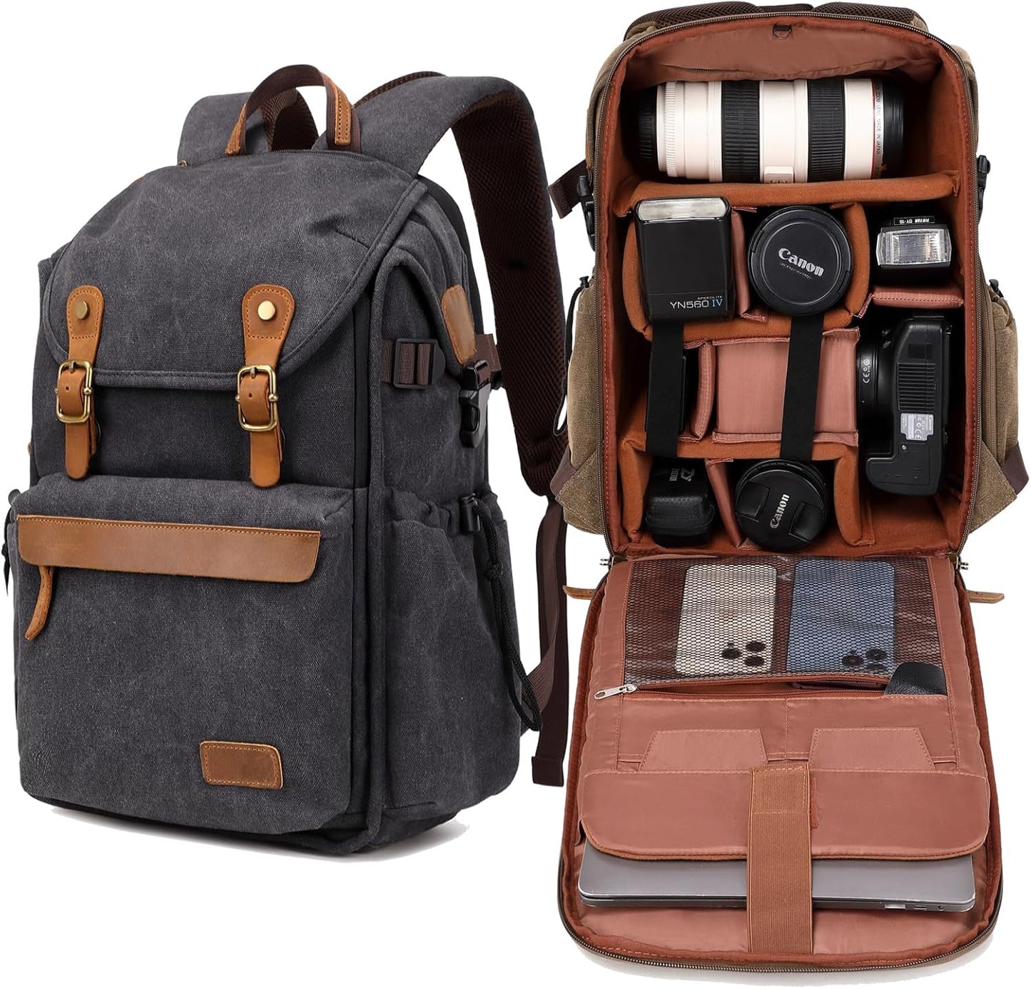 Camera backpack ; Professional UAV Camera bag ;Backpack Large Capacity Photography Canvas backpack camera bag（grey）