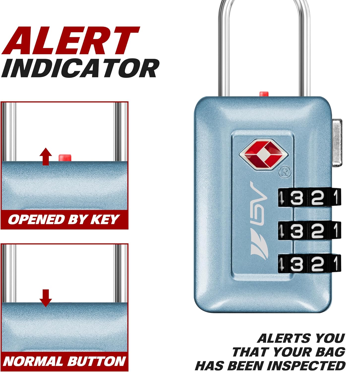 BV TSA Accepted Luggage Travel Lock, Set-Your-Own Combination Lock for School Gym Locker, Luggage Suitcase Baggage Locks, Filing Cabinets, Toolbox, Case (Arctic Blue, 2 Pack)