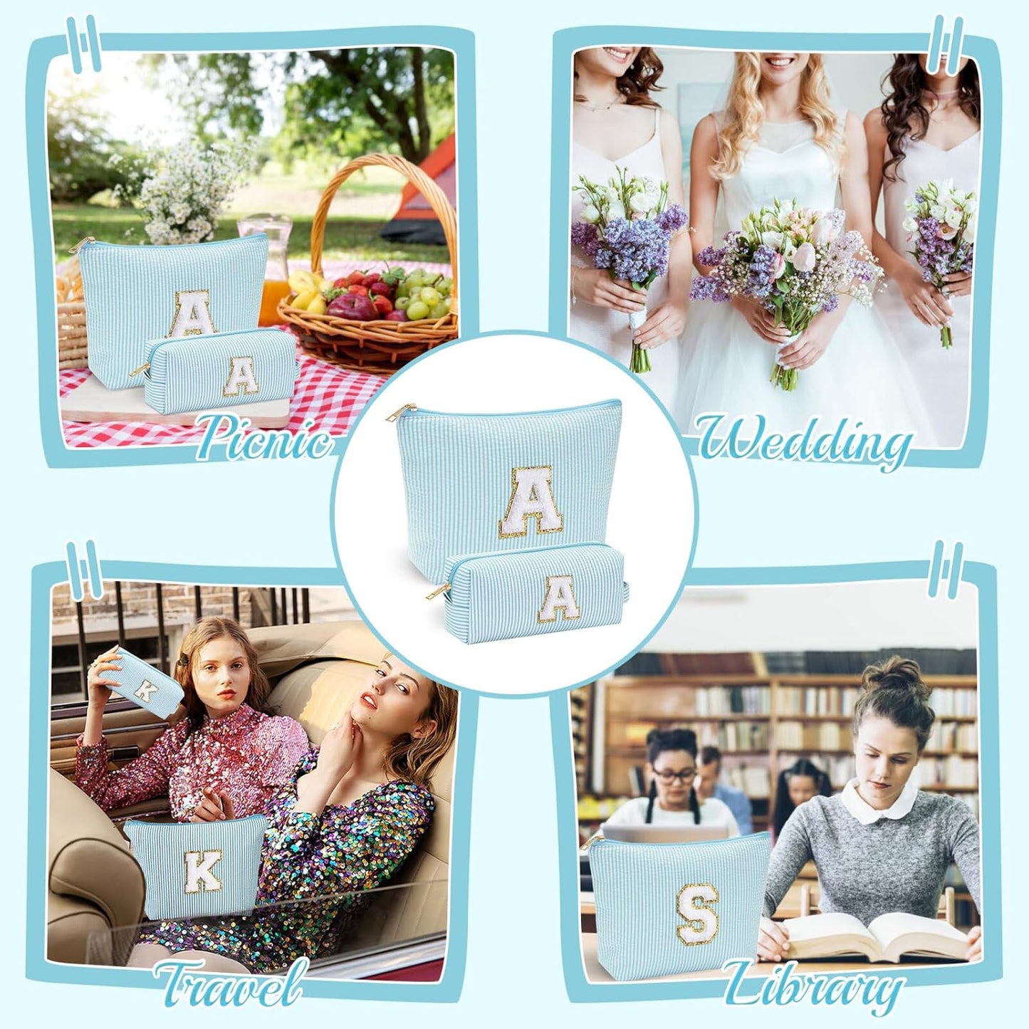 YOOLIFE Initial Makeup Bag for Women - Teen Girl Gifts Trendy Stuff Monogram Cute Makeup Bags Make Up Case for Women Her Best Friend Friendship Sister Teacher, Personalized Birthday Gifts H