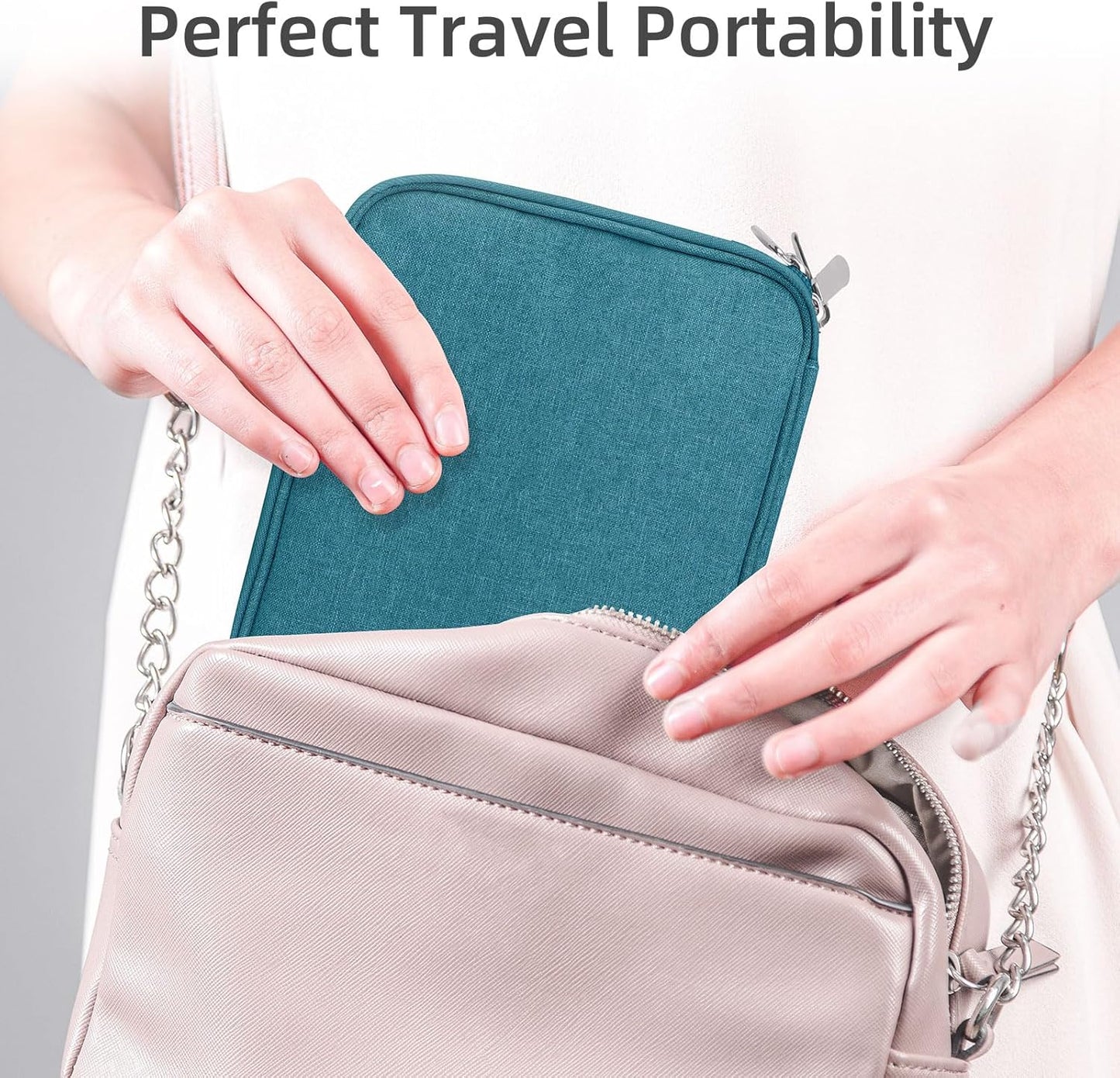 Electronics Organizer,Travel Cable Organizer Bag,Water Resistant Double Layers Pouch for Cable,Cord,iPhone,iPad Mini,Gift for Men Electronic Accessories Storage Case with 5 Cable Ties,Green