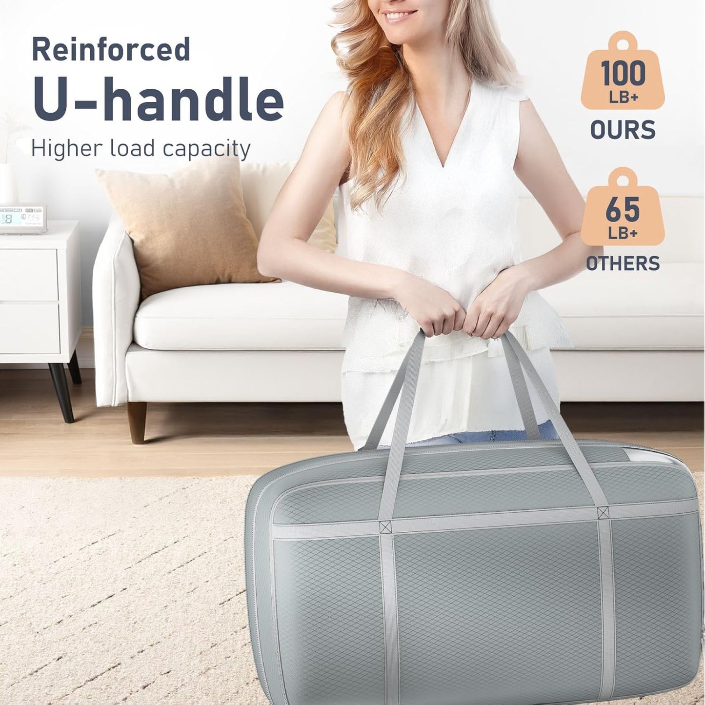 DIMJ Compression Moving Bags - Extra Large Heavy Duty Comforter Storage Bag with Window, Packing Totes With Strong Handles & Zipper, Space Saving Box Containers For Blanket, Clothes, Bedding, 2 Pack