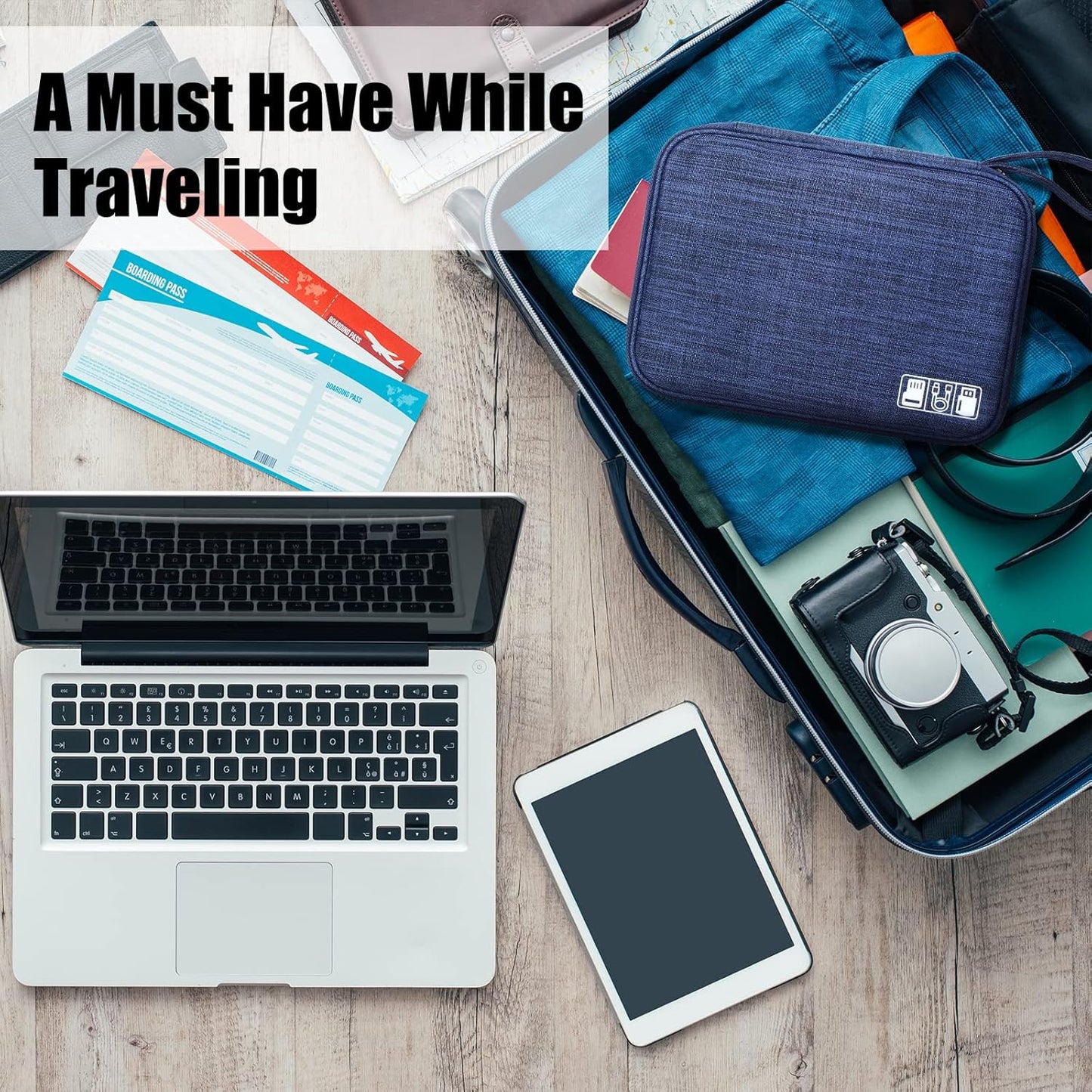 CILLA Travel Cord Organizer Case, Portable Waterproof Storage Bag for Charger, Cord, USB, Power Bank, Earphone, SD Card, Travel Essentials