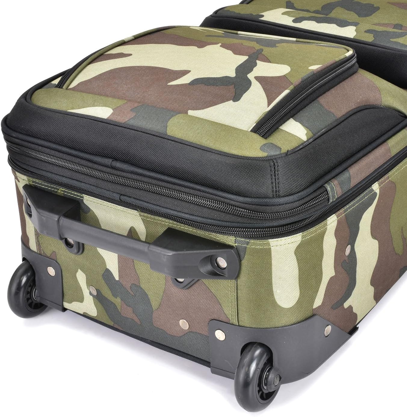 U.S. Traveler Lightweight Rolling 20" Carry On Luggage Softside Suitcase, Camouflage, 2 Wheel Single