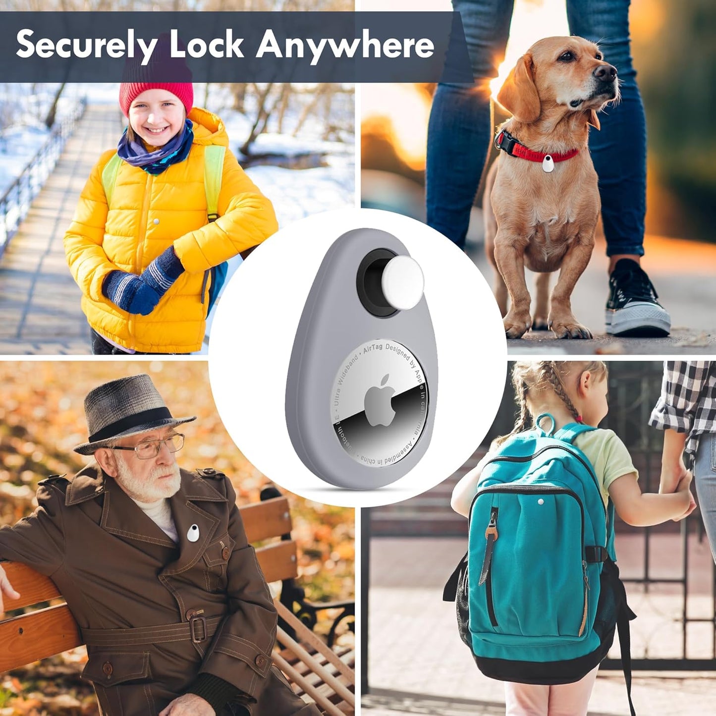 for Airtag Holder for Kids Hidden 4 Pack GPS Tracker Case, Anti-Removal Sercutiry Air Tag Case with Pins, GPS Cover Suitable for Children, Elderly, Pets, Backpack, Luggage