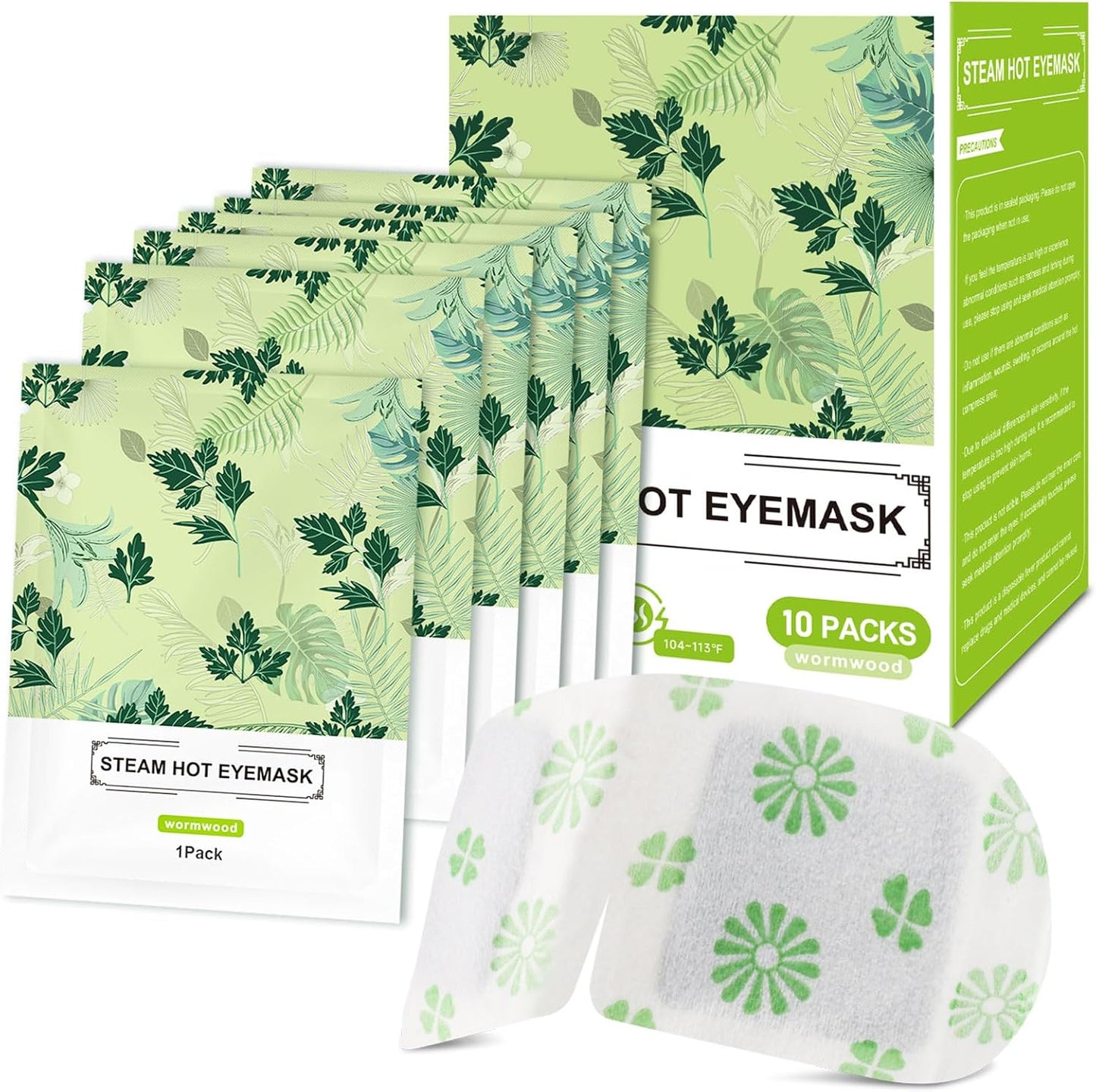 10 Packs Steam Eye Mask, Wormwood Steam Eye Masks Disposable, Self-Heating Relief Heated Eye Mask for Fatigue, Perfect for Home, Sleep, Spa & Travel