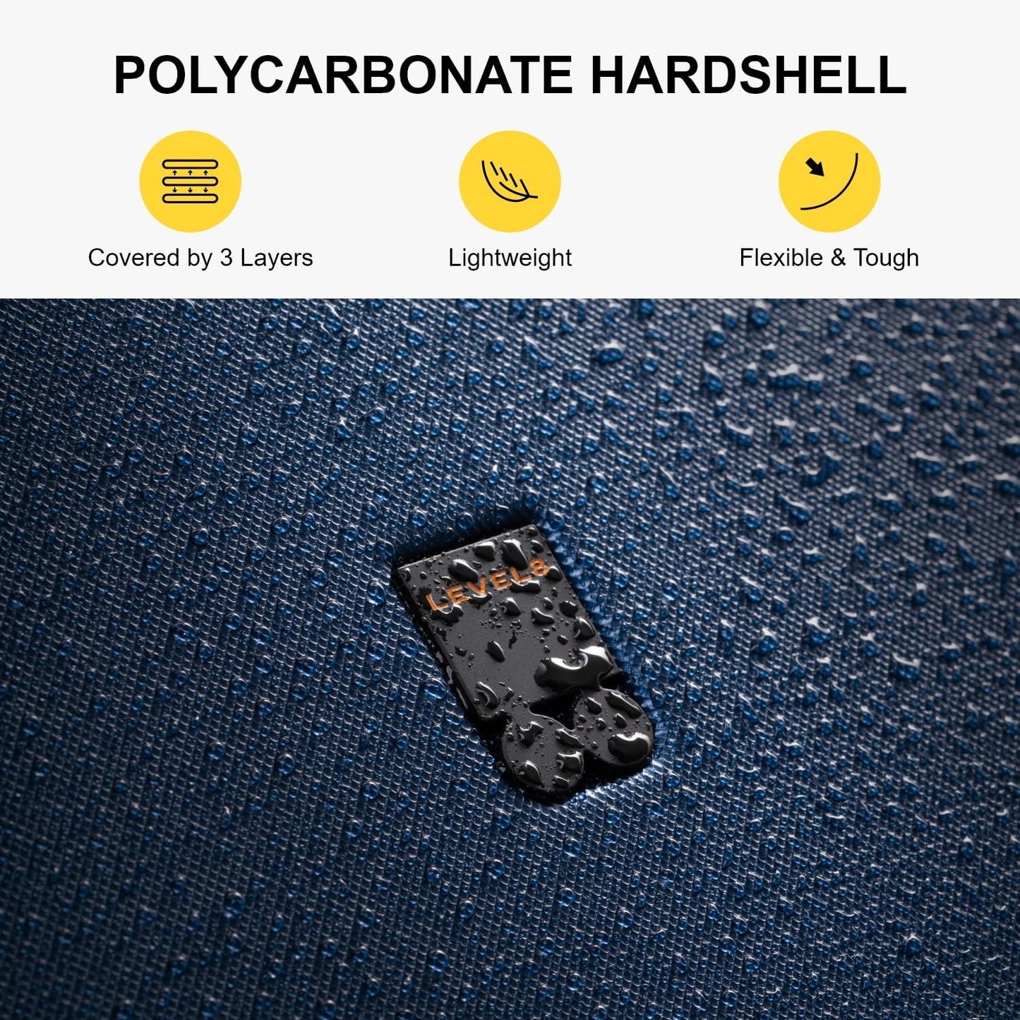 LEVEL8 Trunk Luggages, 28 Inch Luggage with Spinner Wheels, Luminous Textured Checked Large Hard Shell Lightweight with Tsa Lock, Navy