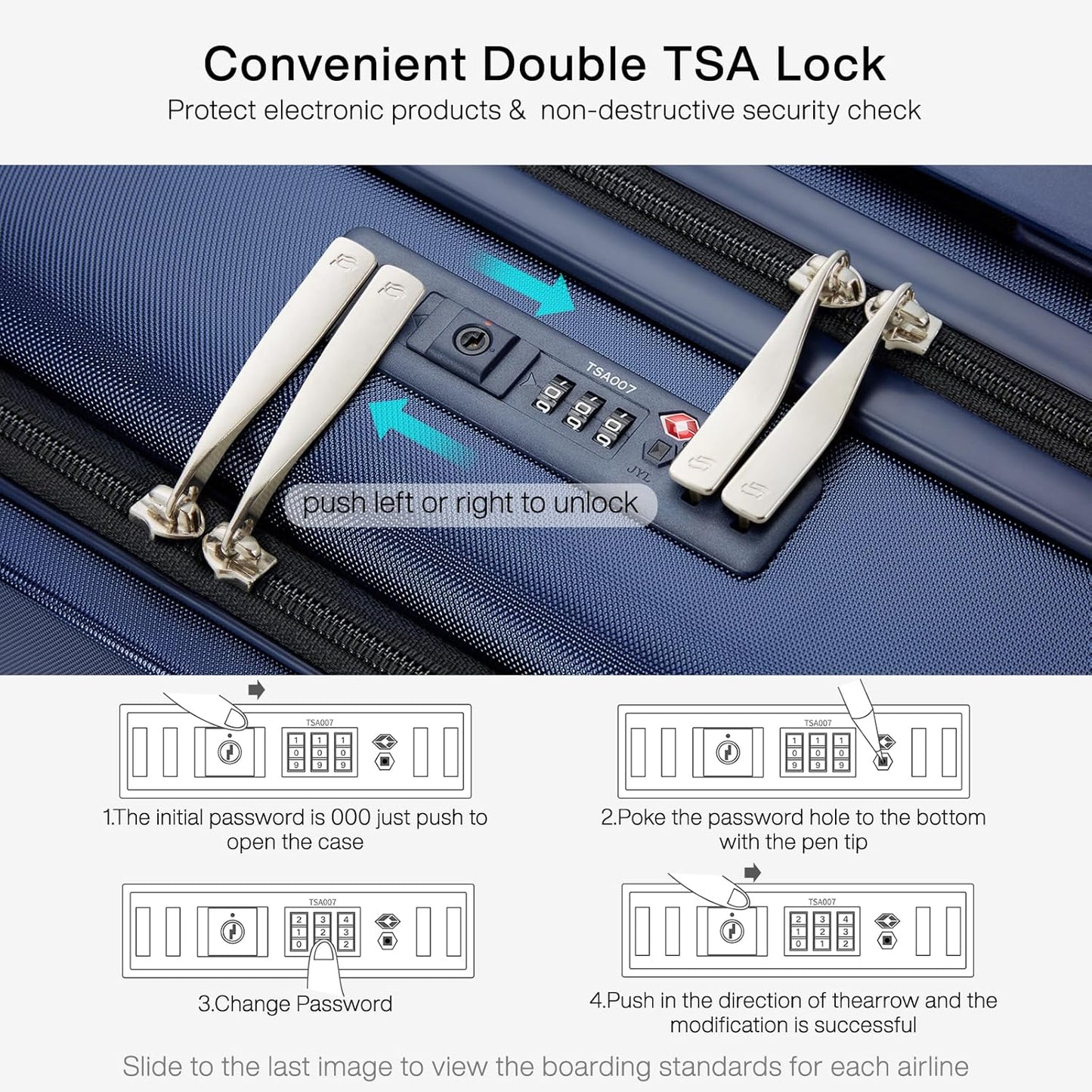 Hanke Grace Carry On Luggage with Wheels Airline Approved Hard Shell Suitcases with Front Pocket，Top Opening Luggage with TSA Lock for Short Business Travel，Dark Blue