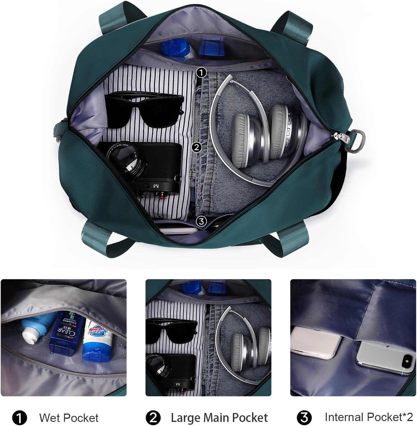 Travel Duffel Bag, Sports Tote Gym Bag, Shoulder Weekender Overnight Bag for Women