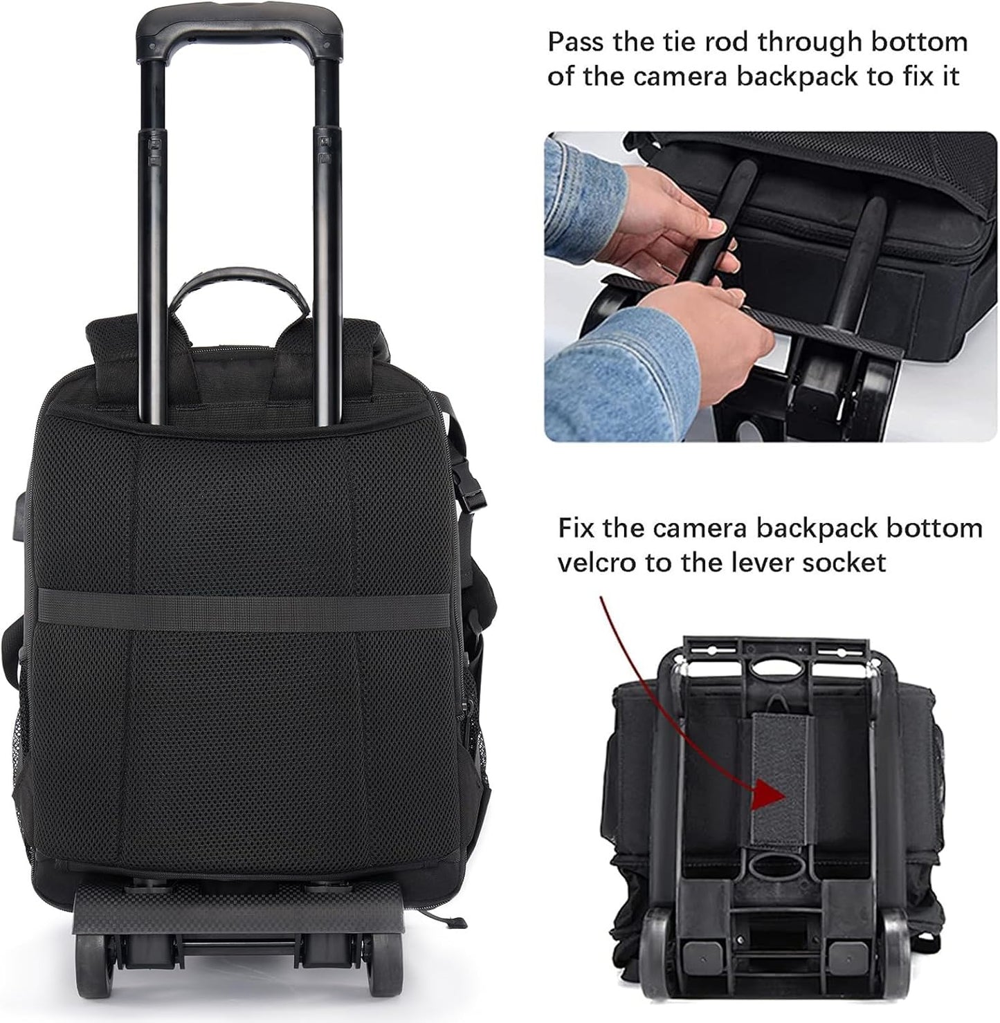 CADeN Camera Backpack Bag Professional for DSLR/SLR Mirrorless Camera Waterproof, Camera Case Compatible for Sony Canon Nikon Camera and Lens Tripod Accessories (Large, 5.0 Black)