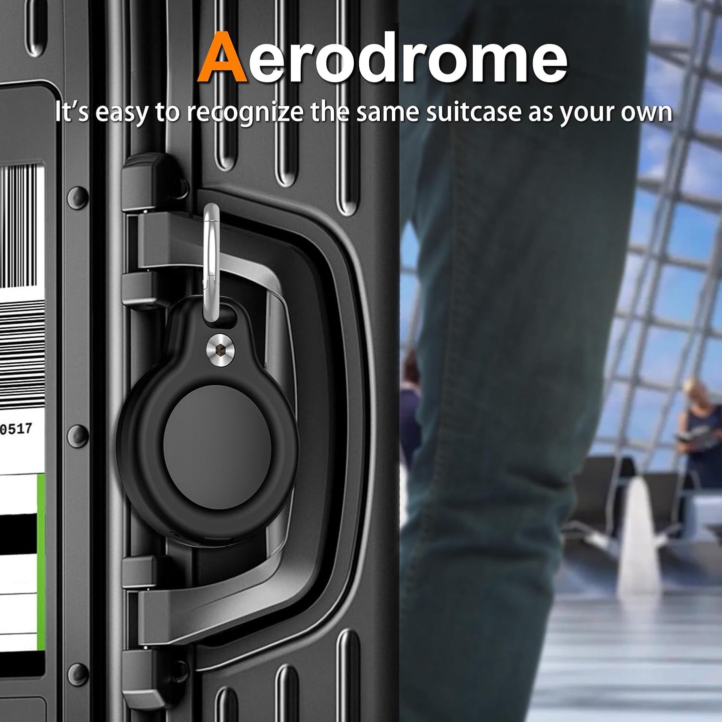 RFUNGUANGO Premium Waterproof Airtag Case, 4 Pack, Durable and Scratch Resistant, Suitable for Luggage, Backpacks, Dog Collars. All-Round Protection for Airtag, Black