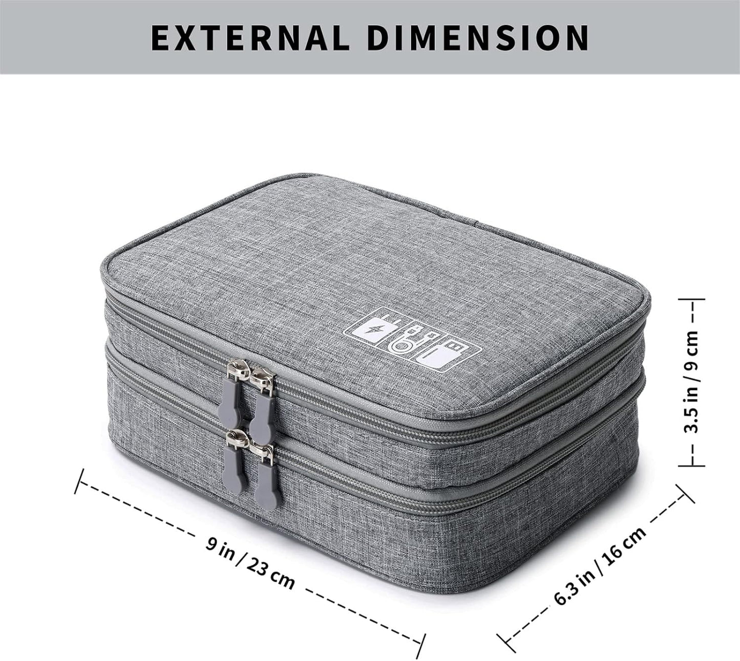 mygreen Electronics Organizer, Electronic Accessories Double Layer Travel Cable Organizer Cord Storage Bag for Cables, Power Bank, USB Flash Drive and More Gray