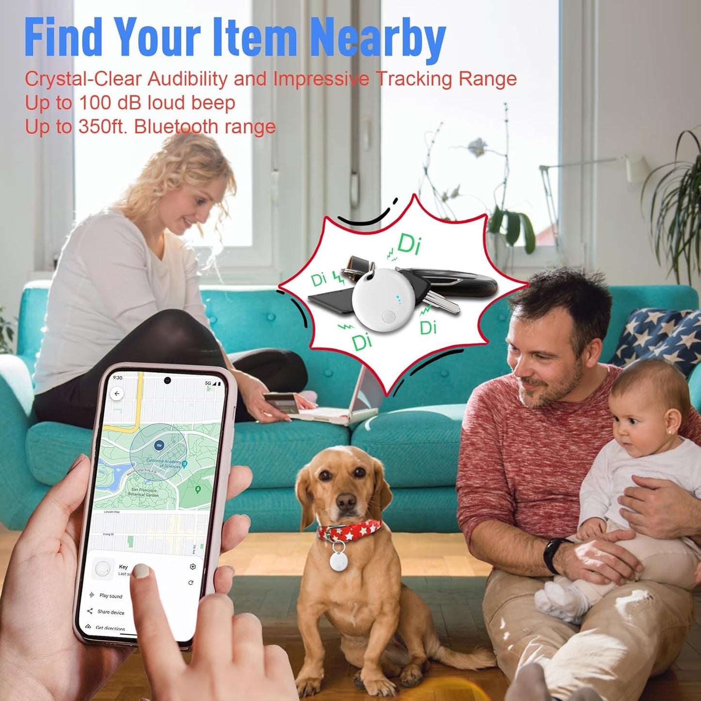 Bluetooth Tracker for Android, 2 Pack Item Finder Work with Google Find My Device App, Keys Finder and Item Locator for Keys Wallet Bags Pets ONLY Android, Smart Tracking Tag for Luggage, Backpack